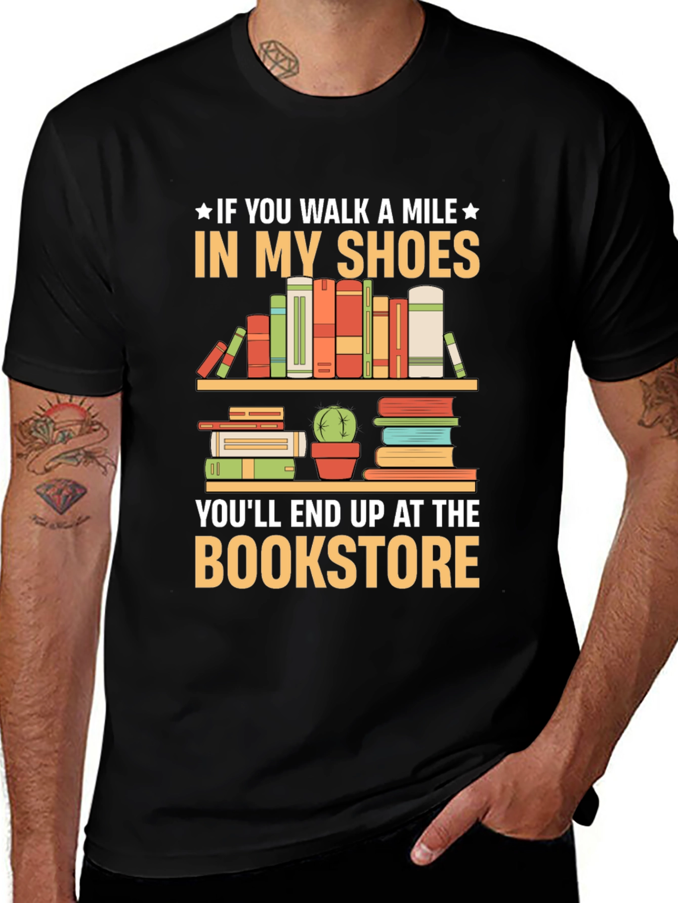 Book Lover T-Shirt: Walk A Mile To The Bookstore