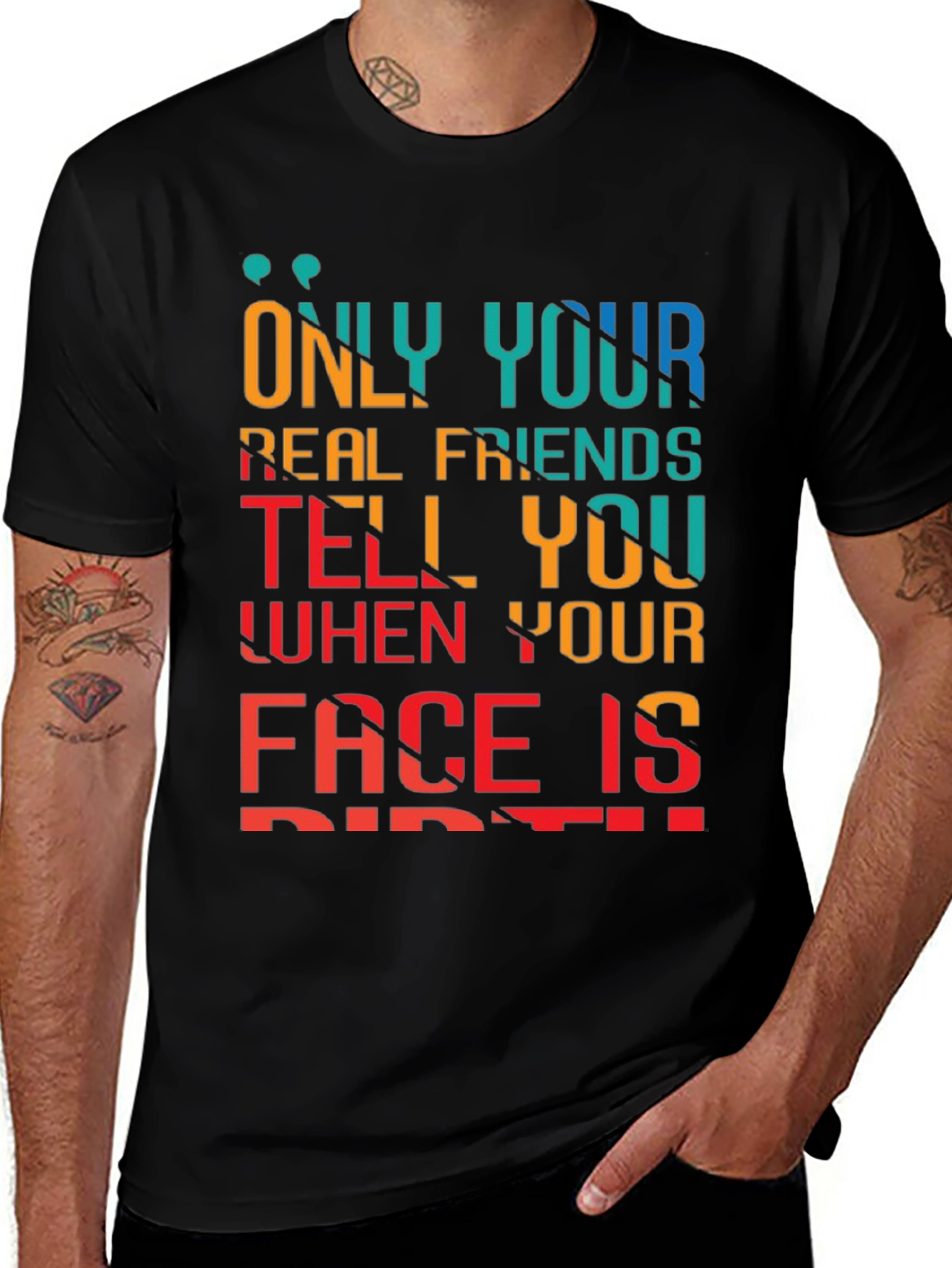 Variant 19 of Funny Friends T-Shirt - Dirty Face Humor Tee