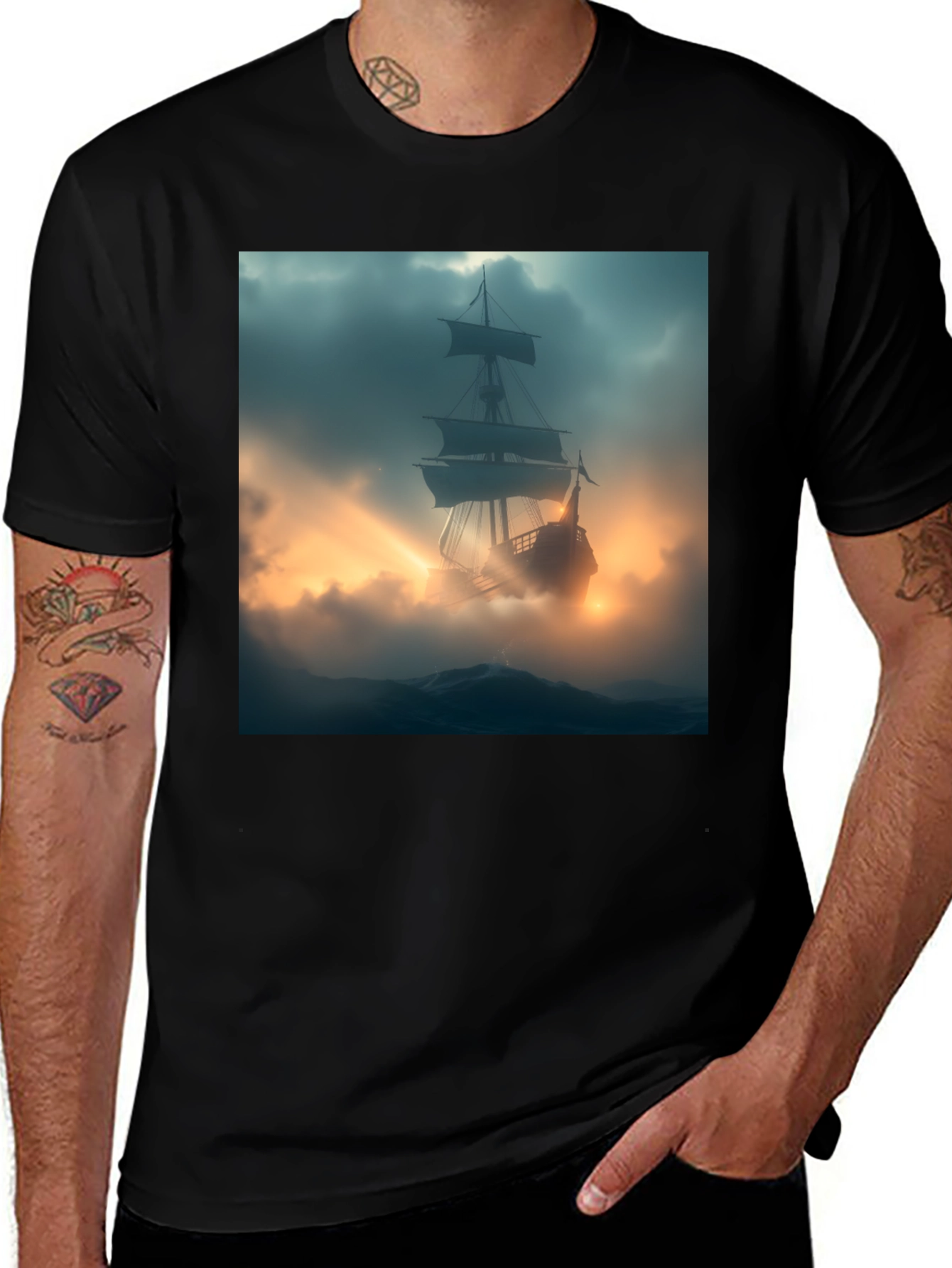 Variant 22 of Mystic Ship Black T-Shirt