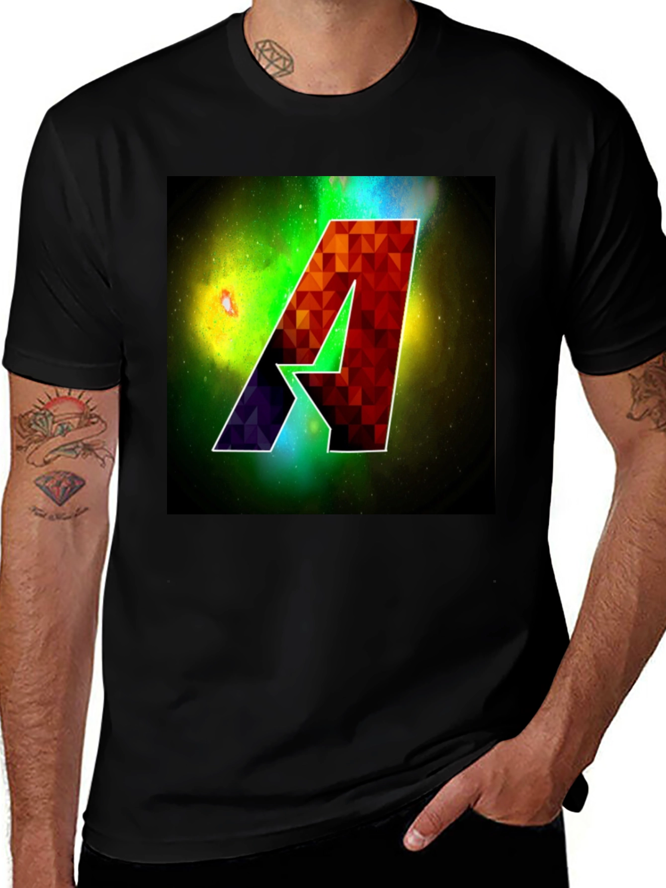 Variant 23 of Abstract 'A' Logo Graphic Black T-Shirt