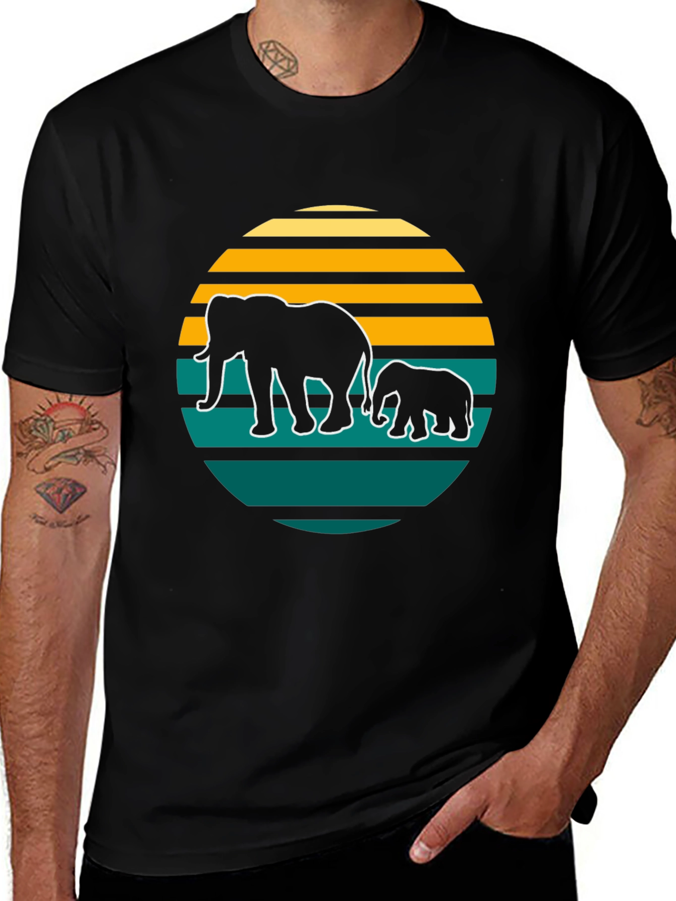 Variant 7 of Elephant Sunset Graphic Tee