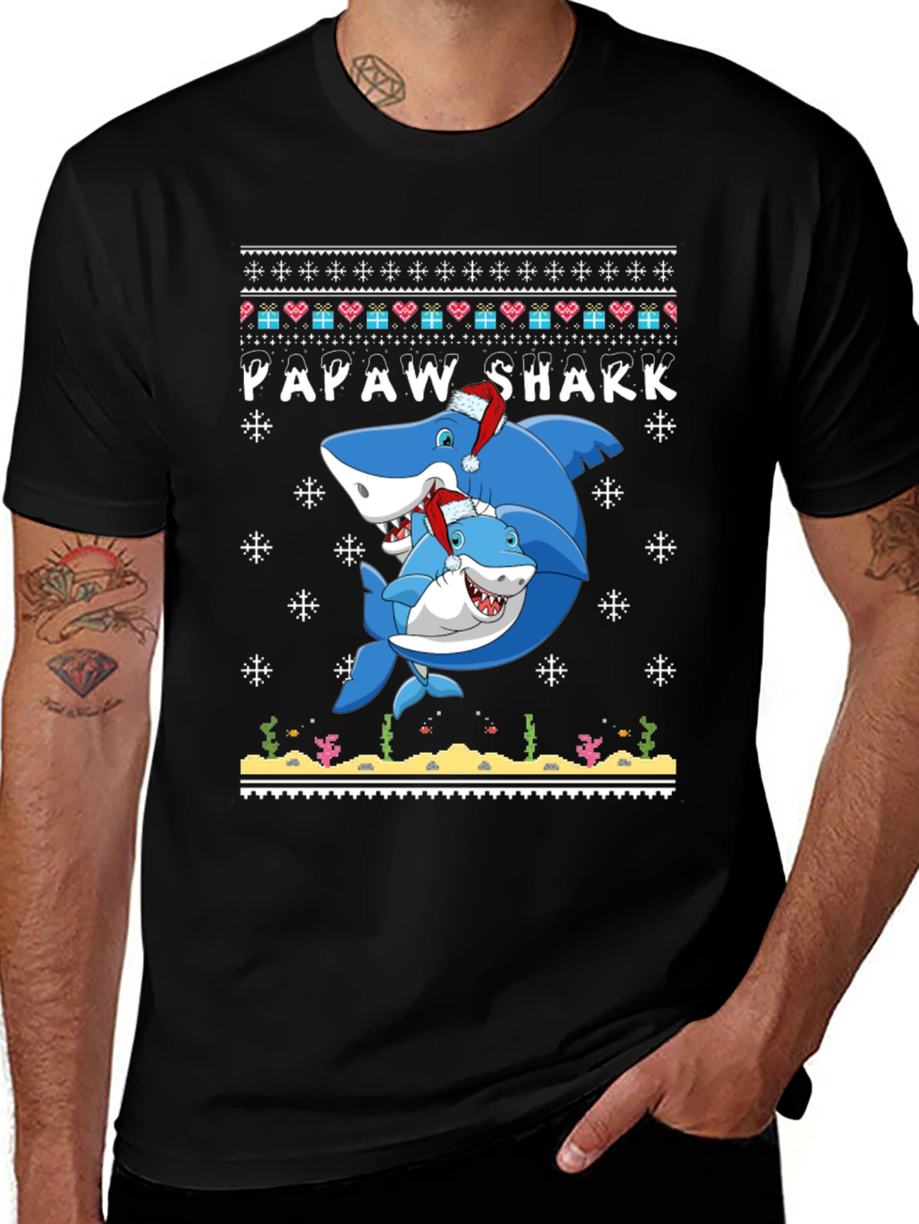 Papaw Shark Christmas T-Shirt