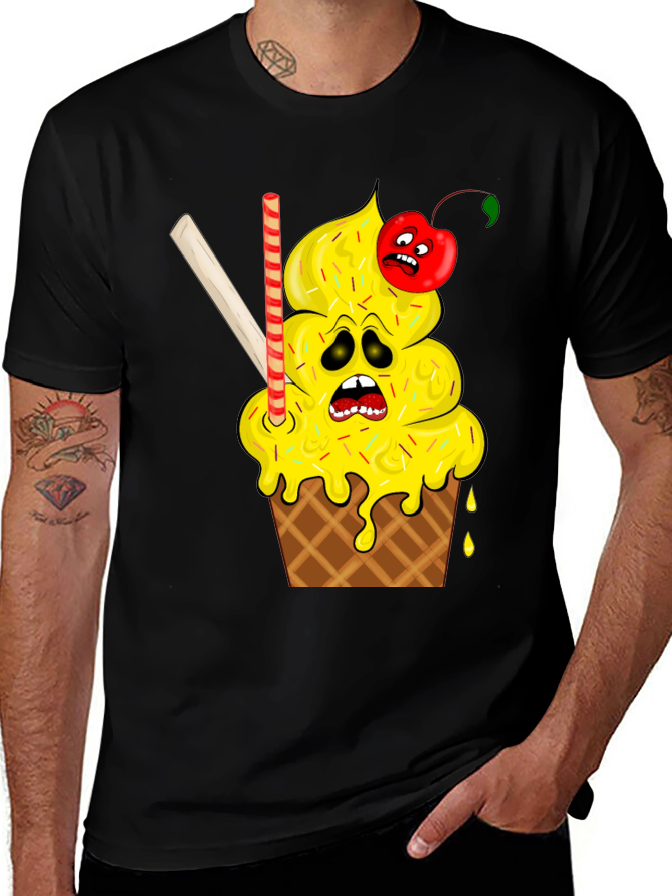 Variant 14 of Melting Ice Cream Character Graphic T-Shirt