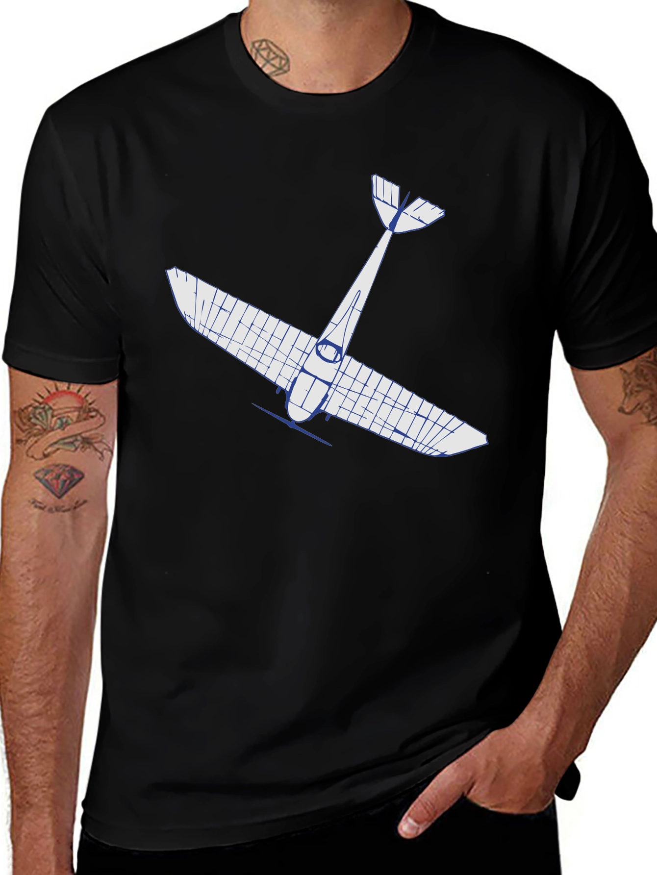 Black Airplane Graphic Tee - Pilot Gift main image