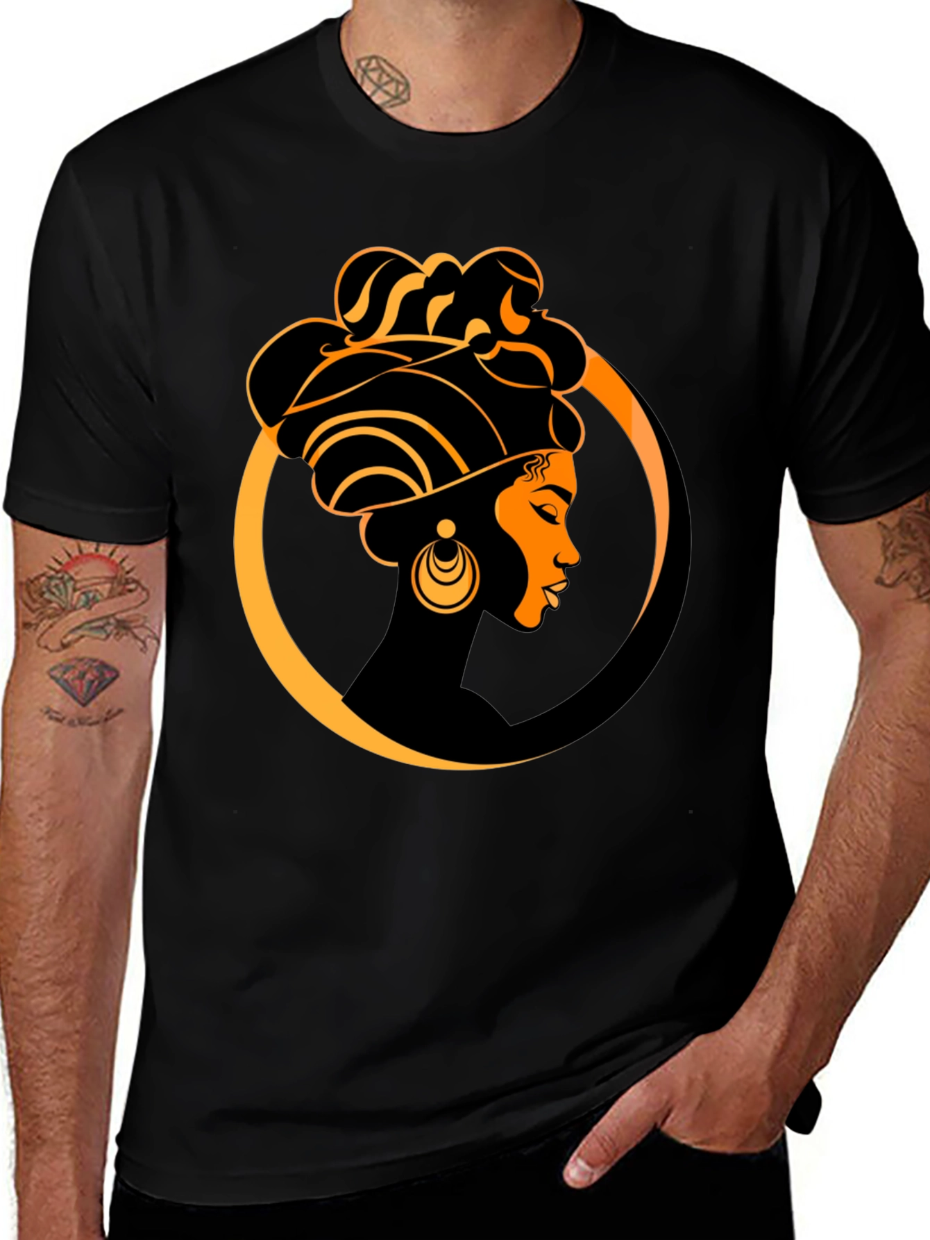 Variant 21 of Elegant Afro Woman Graphic Tee - Black