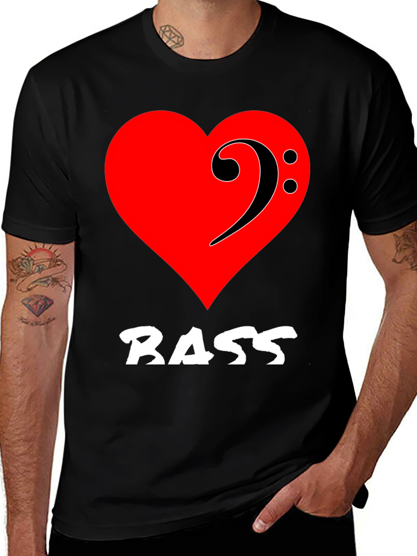 Variant 10 of Bass Music Heart T-Shirt