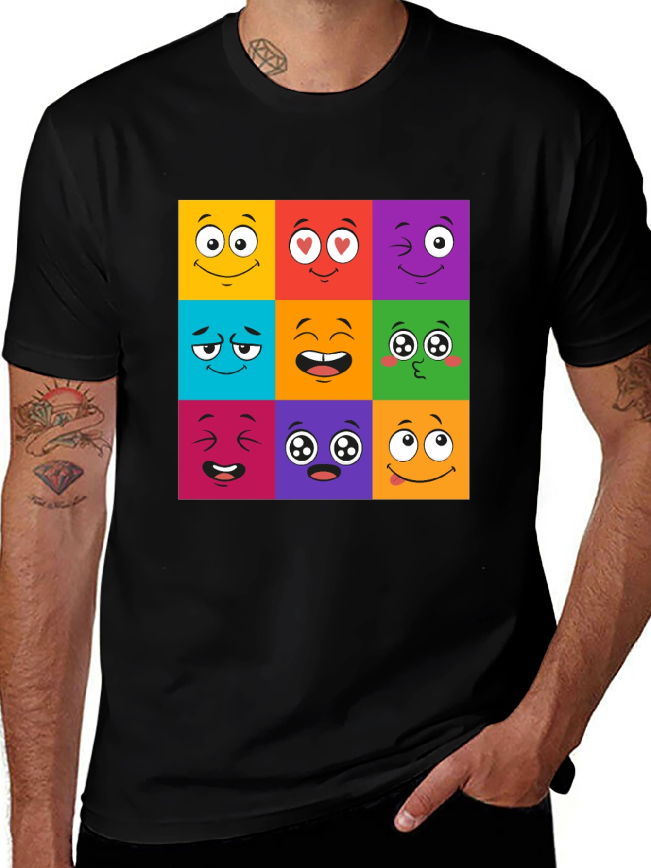 Variant 28 of Emoji Face Grid T-Shirt - Fun & Playful Design