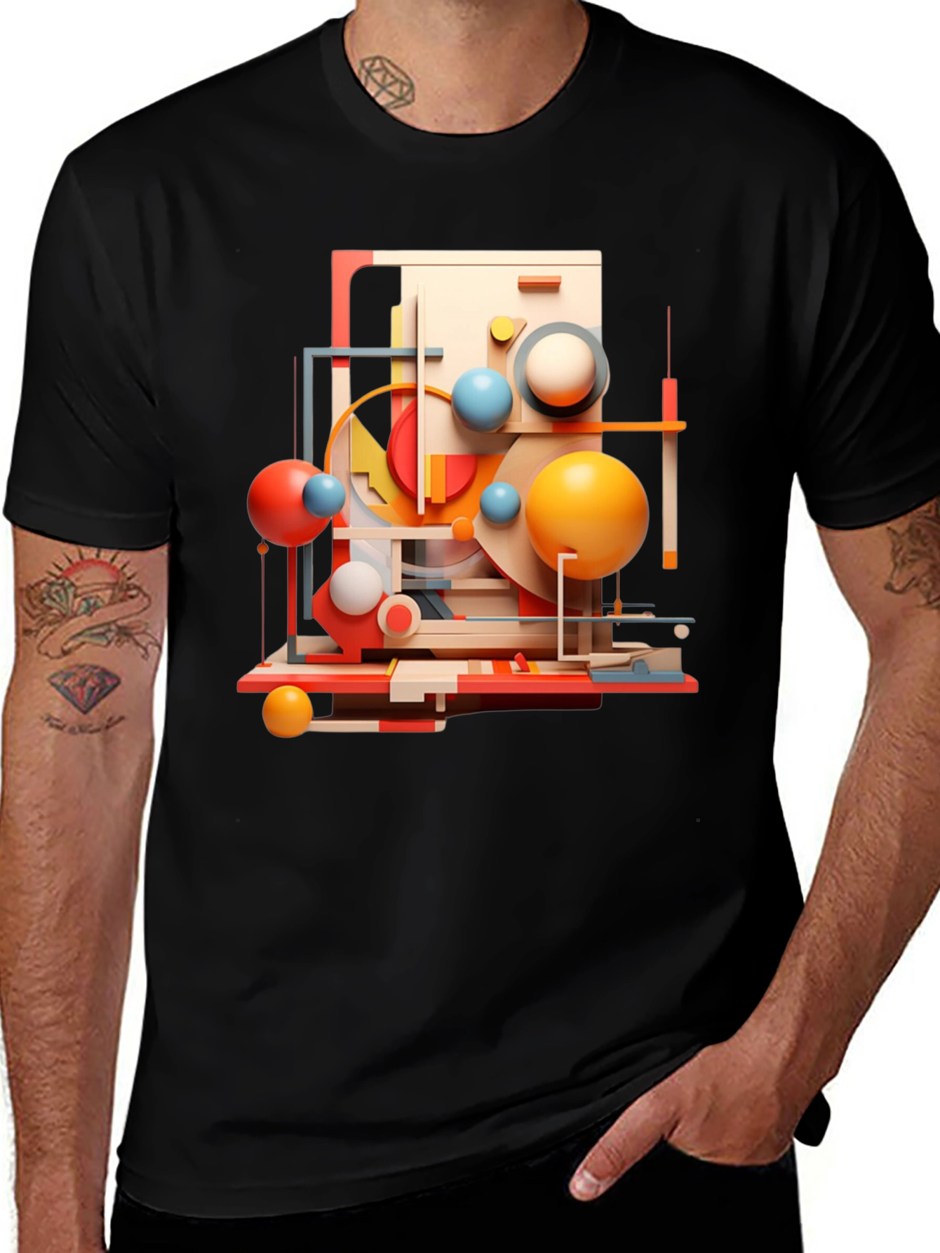 Variant 11 of Abstract Geometric Art Tee - Modern Graphic Print Shirt