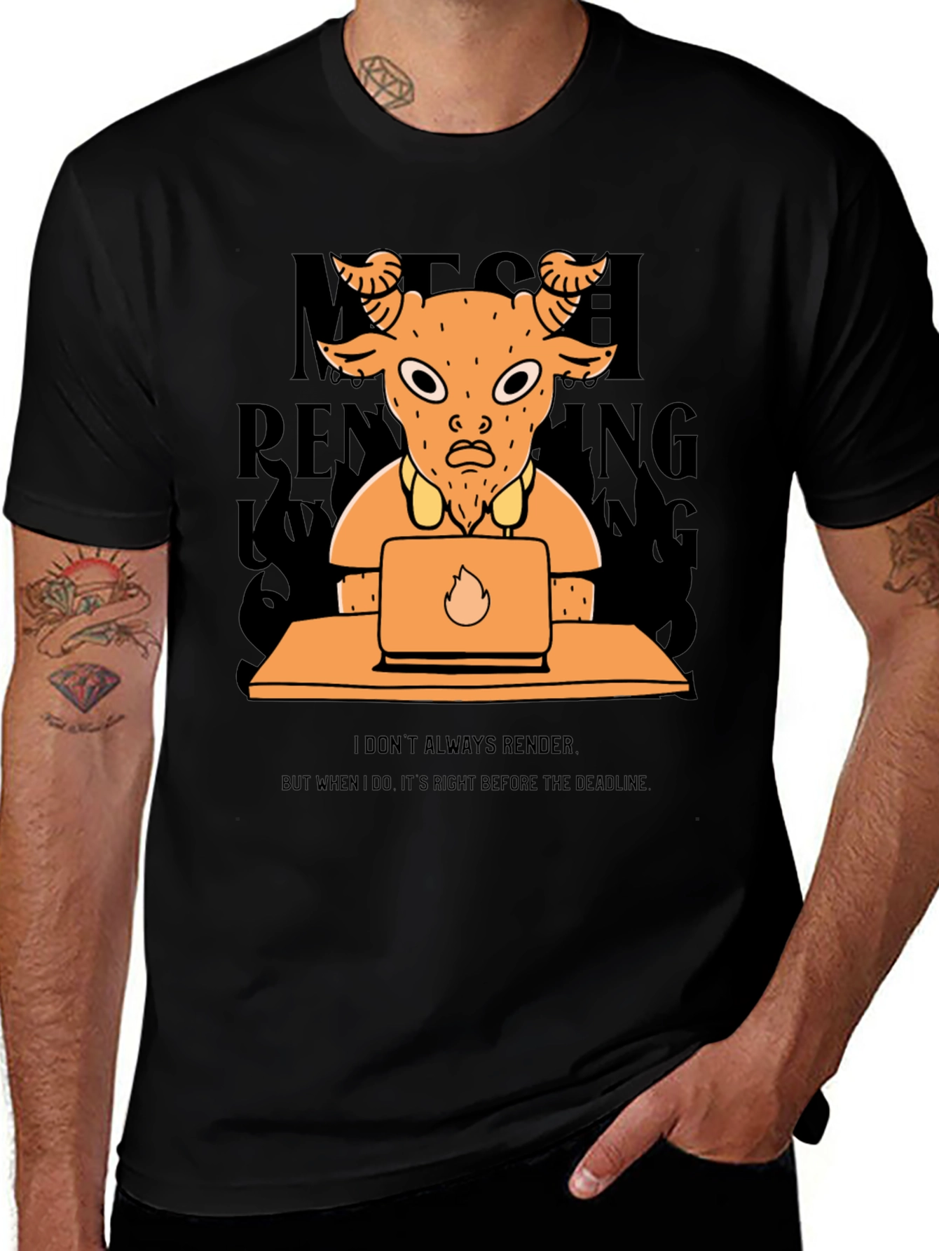 Variant 29 of Funny Render Goat T-Shirt - Deadline Design