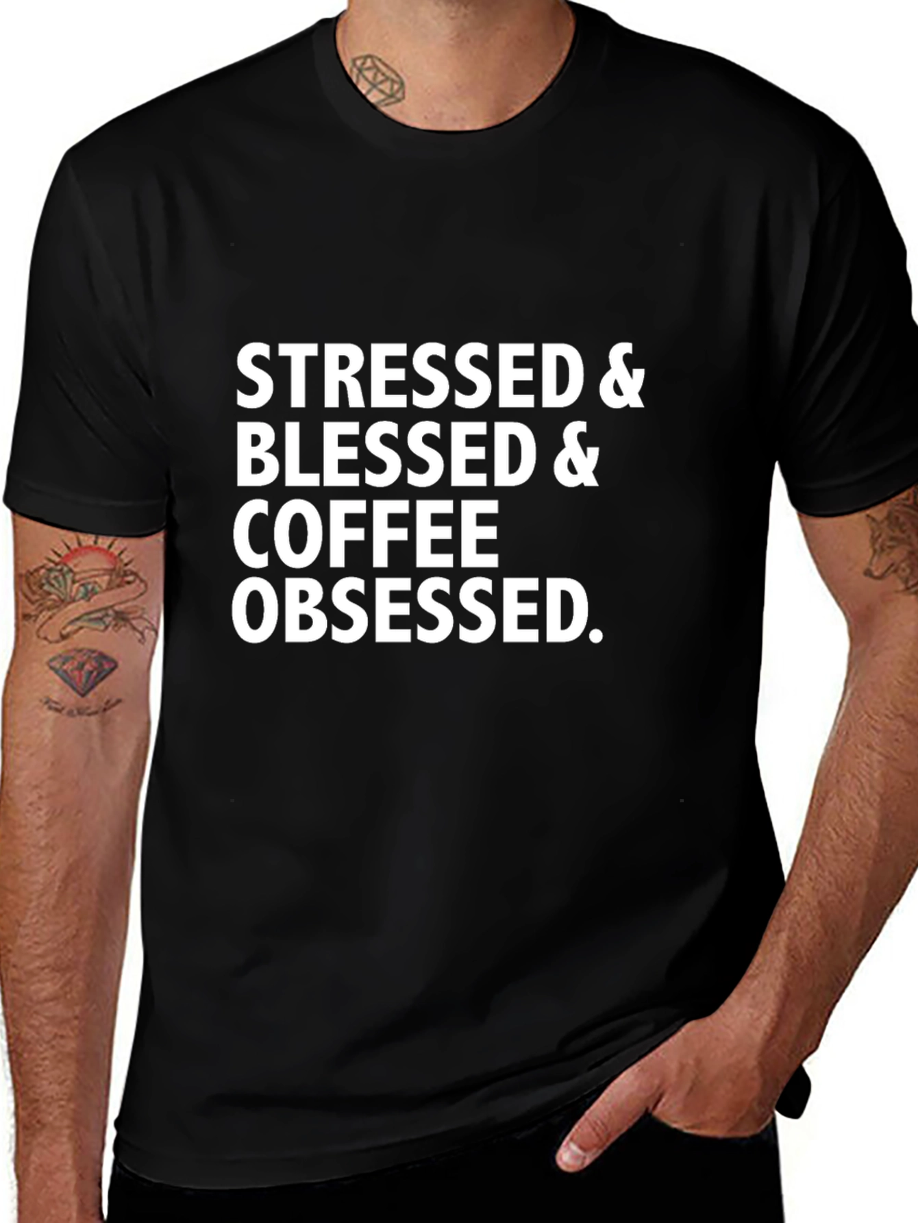 Variant 9 of Stressed Blessed Coffee Obsessed T-Shirt