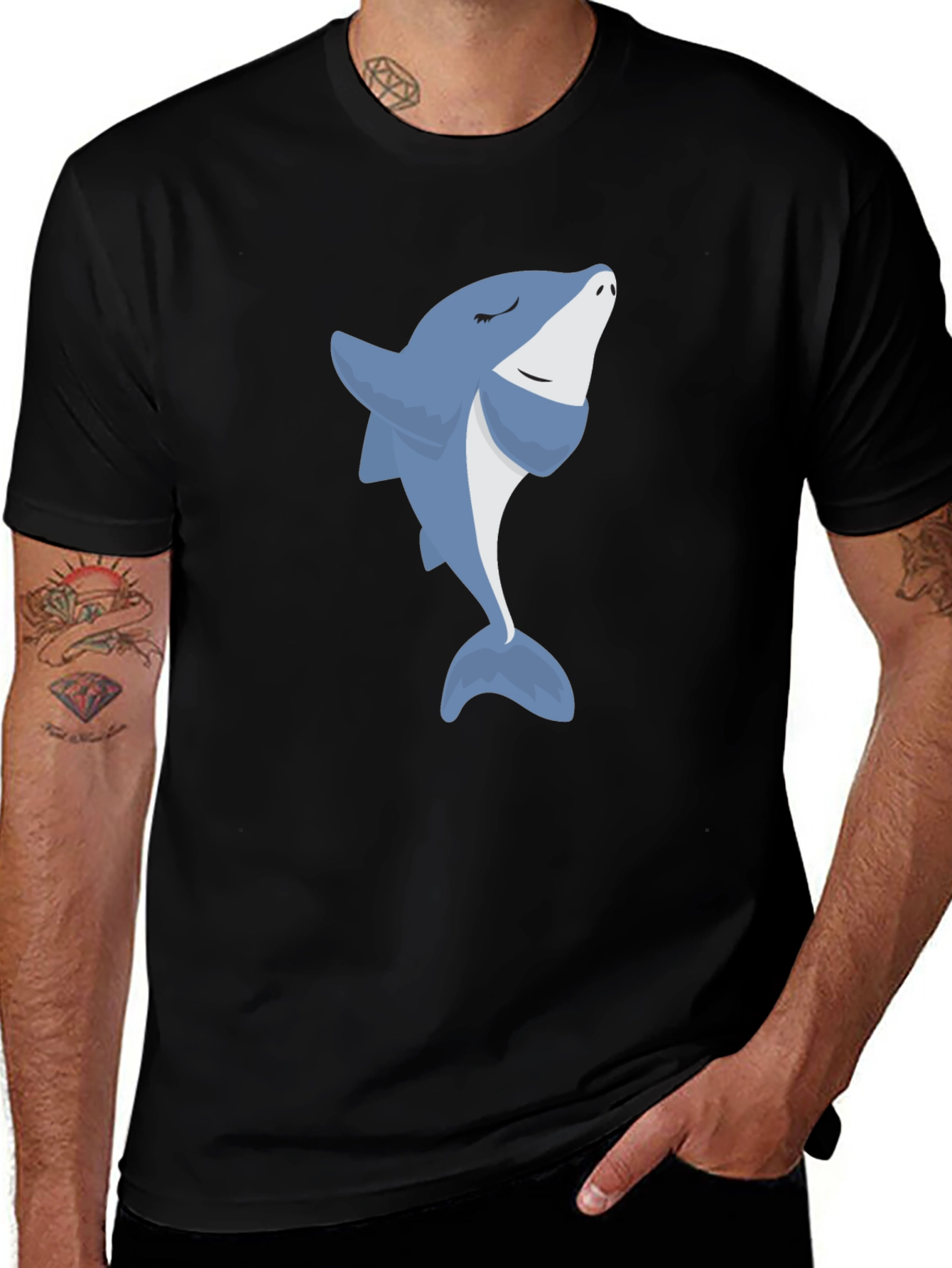 Variant 30 of Smiling Shark Graphic Tee - Comfy Black T-Shirt