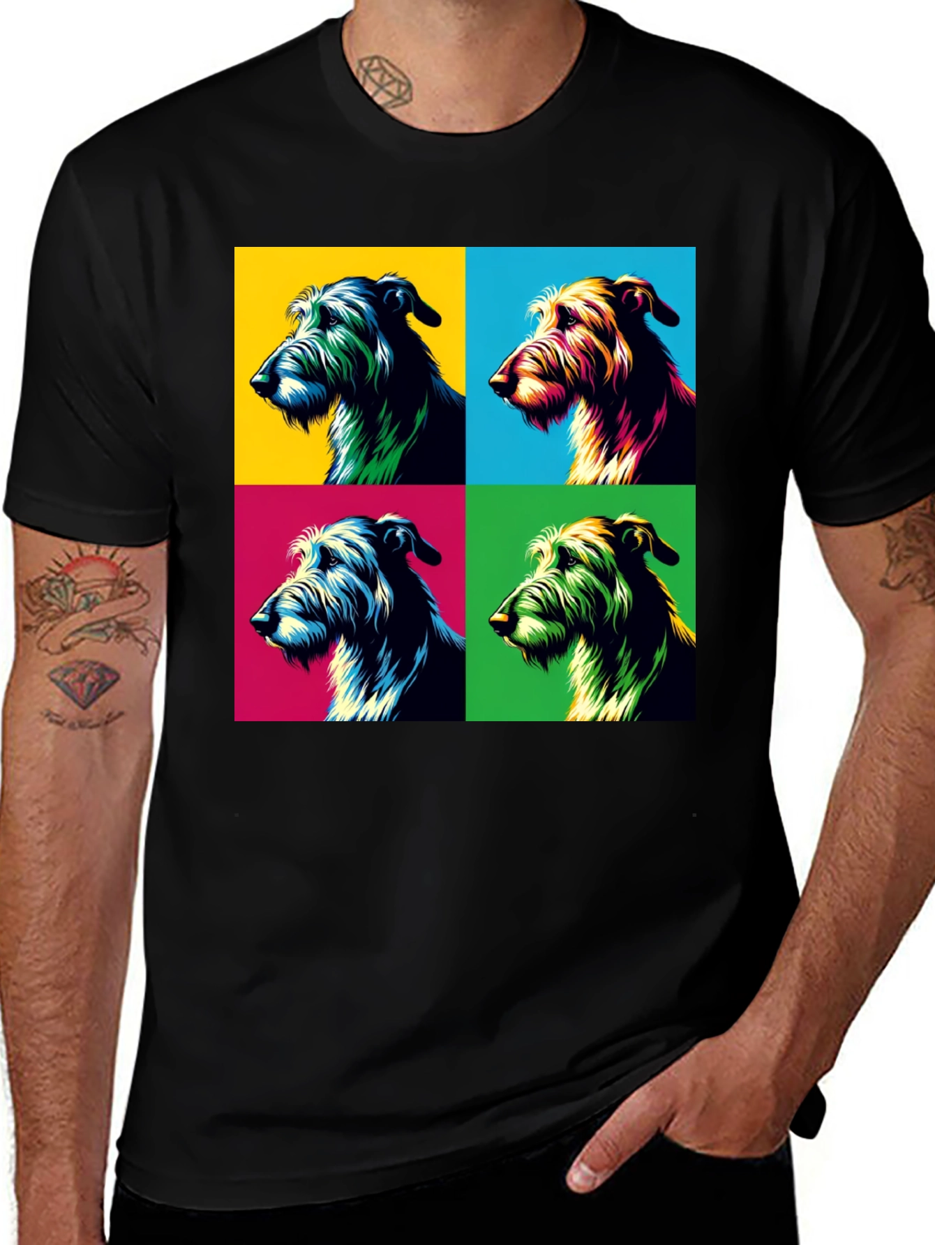 Pop Art Dog Graphic Tee - Stylish Canine Design