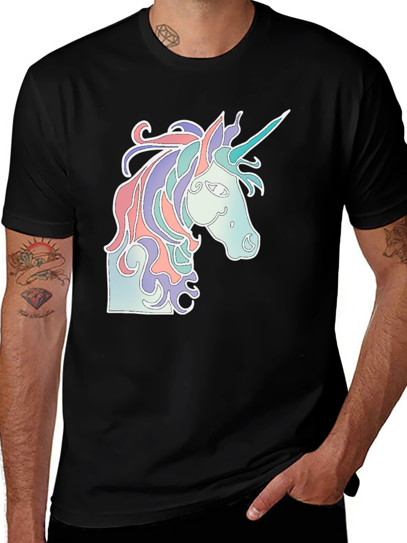Variant 15 of Unicorn Graphic Black T-Shirt