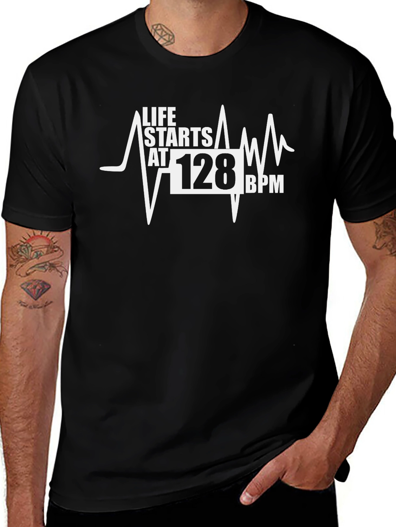 Variant 10 of Life Starts at 128 BPM Graphic T-Shirt