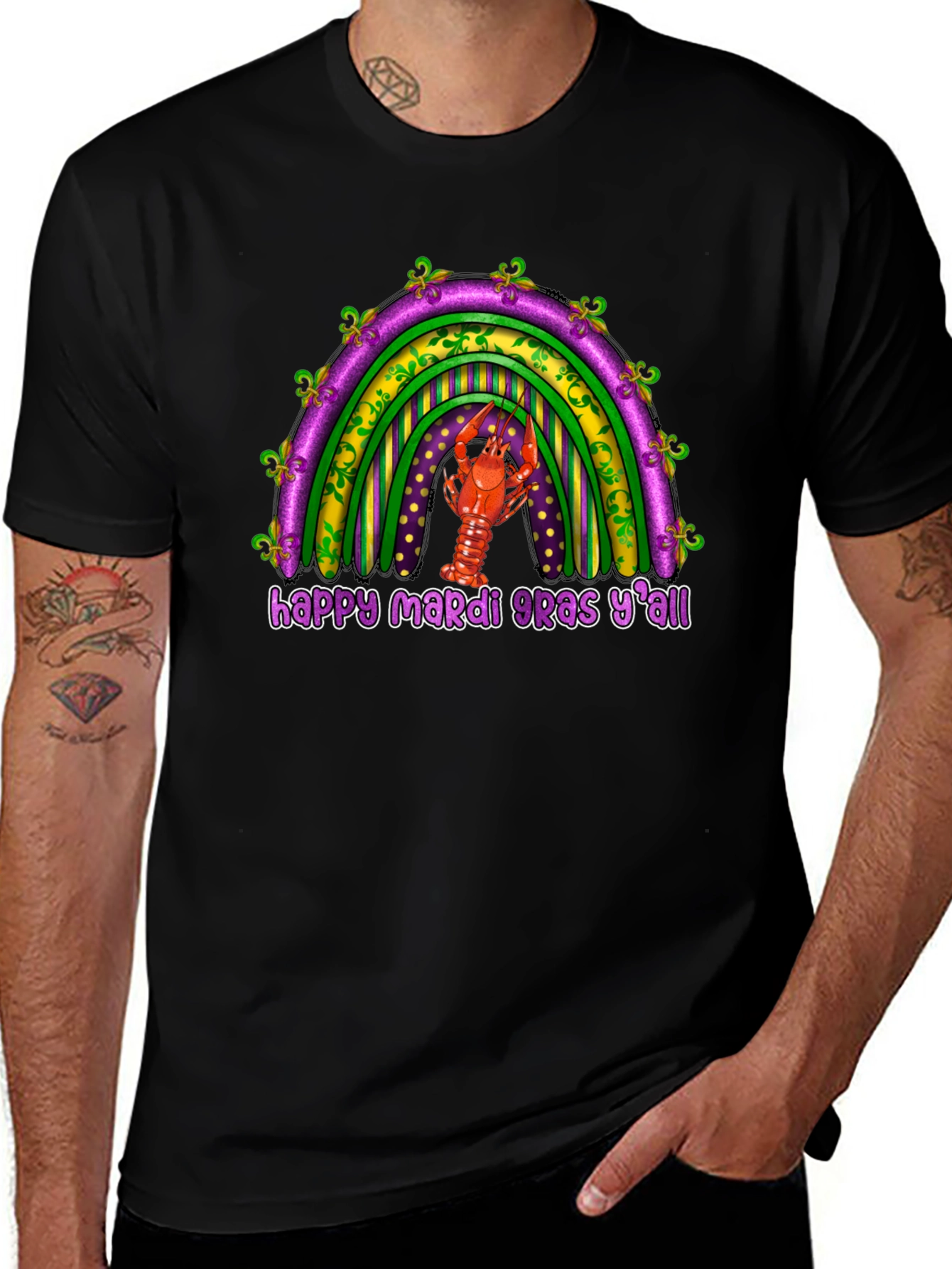 Mardi Gras Rainbow Crawfish T-Shirt