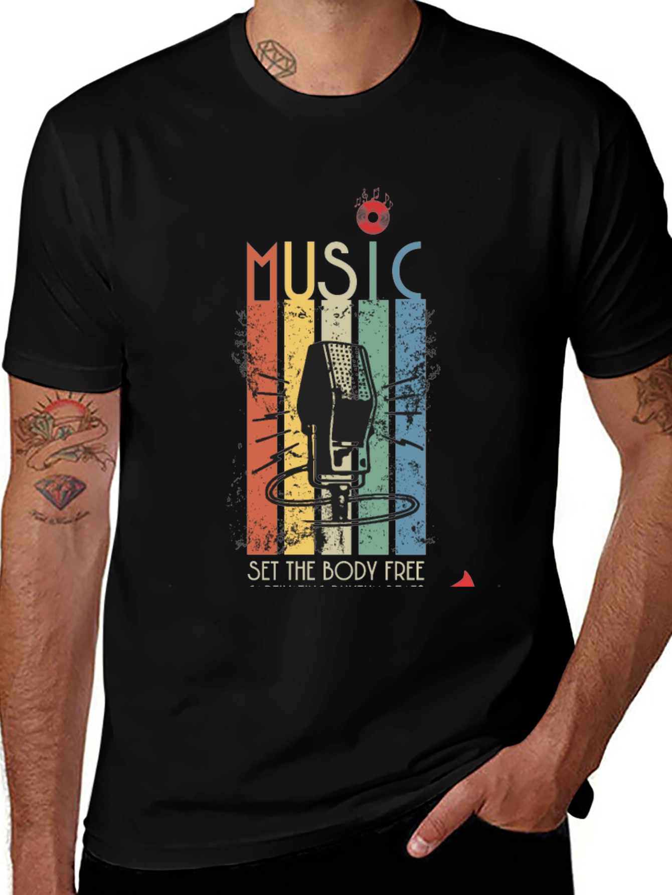 Variant 14 of Music Set The Body Free Retro Style T-Shirt