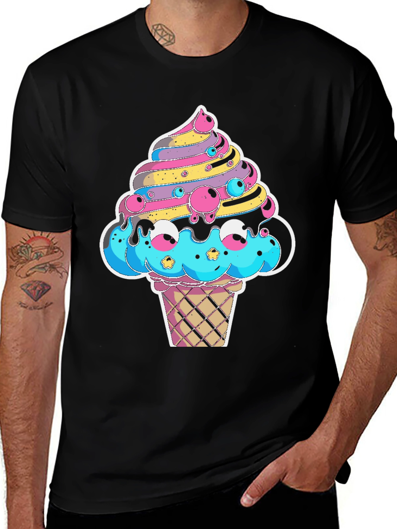 Variant 19 of Kawaii Ice Cream Graphic Tee - Fun Cartoon Design!