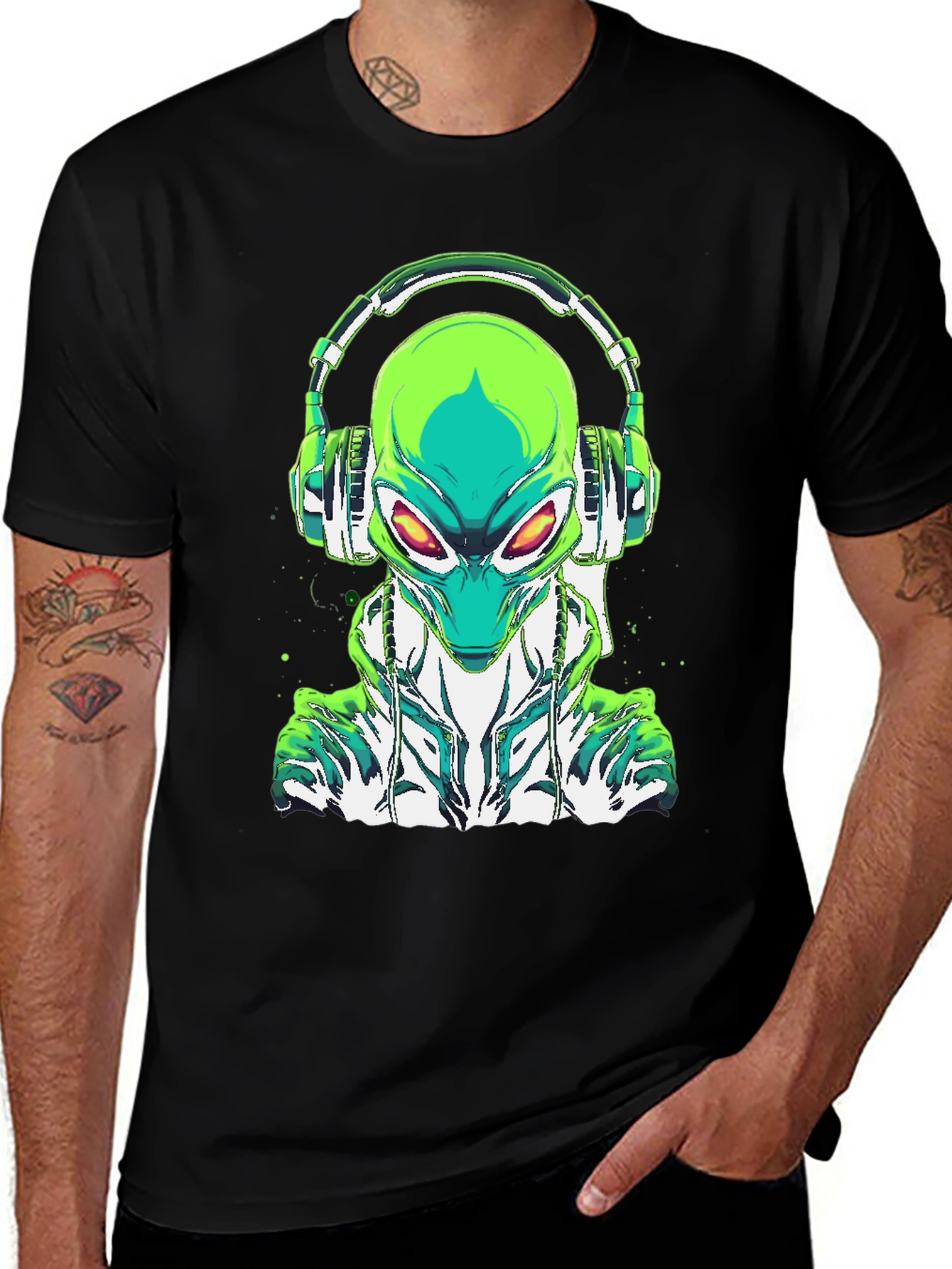 Variant 22 of Alien DJ Graphic Tee - Unique Sci-Fi Design