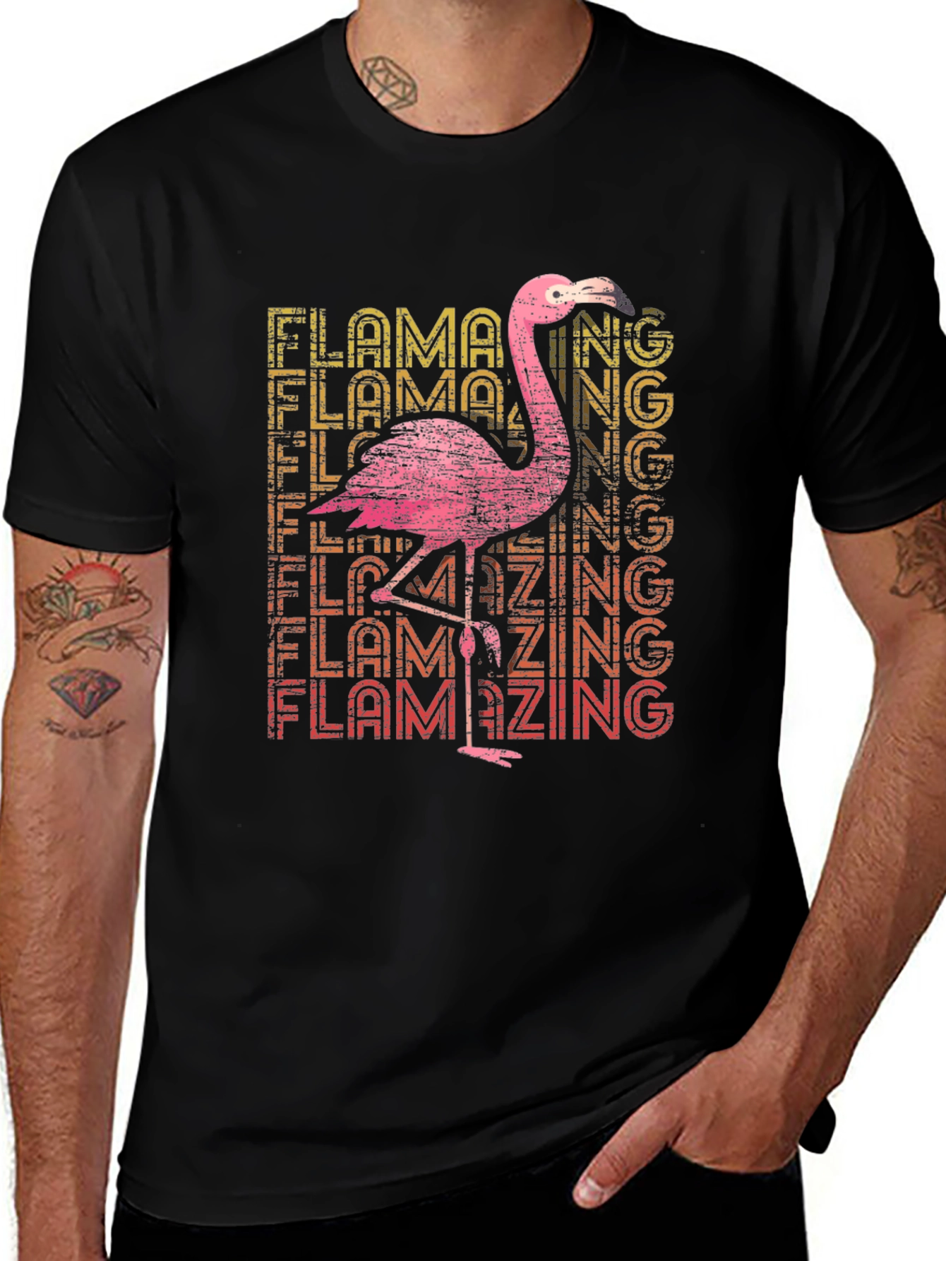Variant 22 of Flamazing Flamingo Graphic Tee - Black