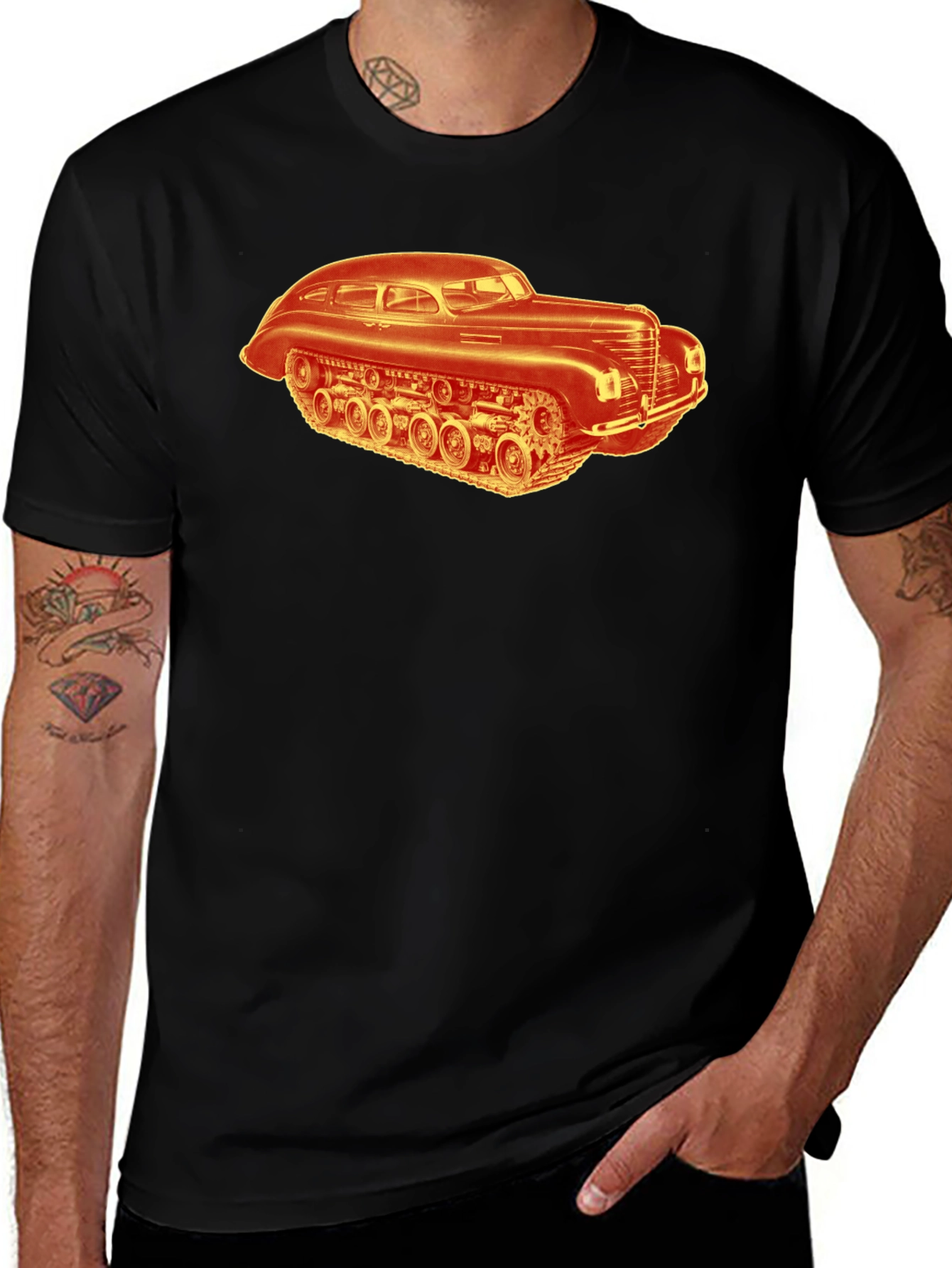 Retro Car Tank Black T-Shirt