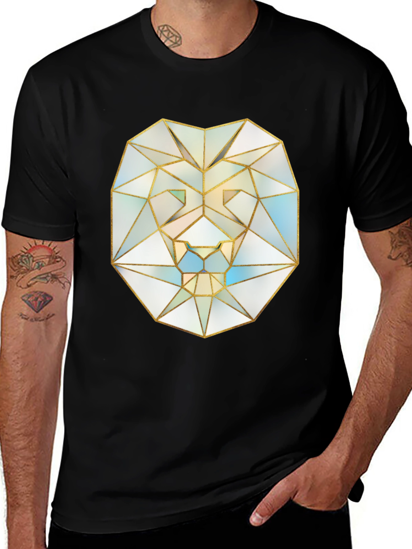 Variant 4 of Geometric Lion Graphic Tee - Modern Art Shirt