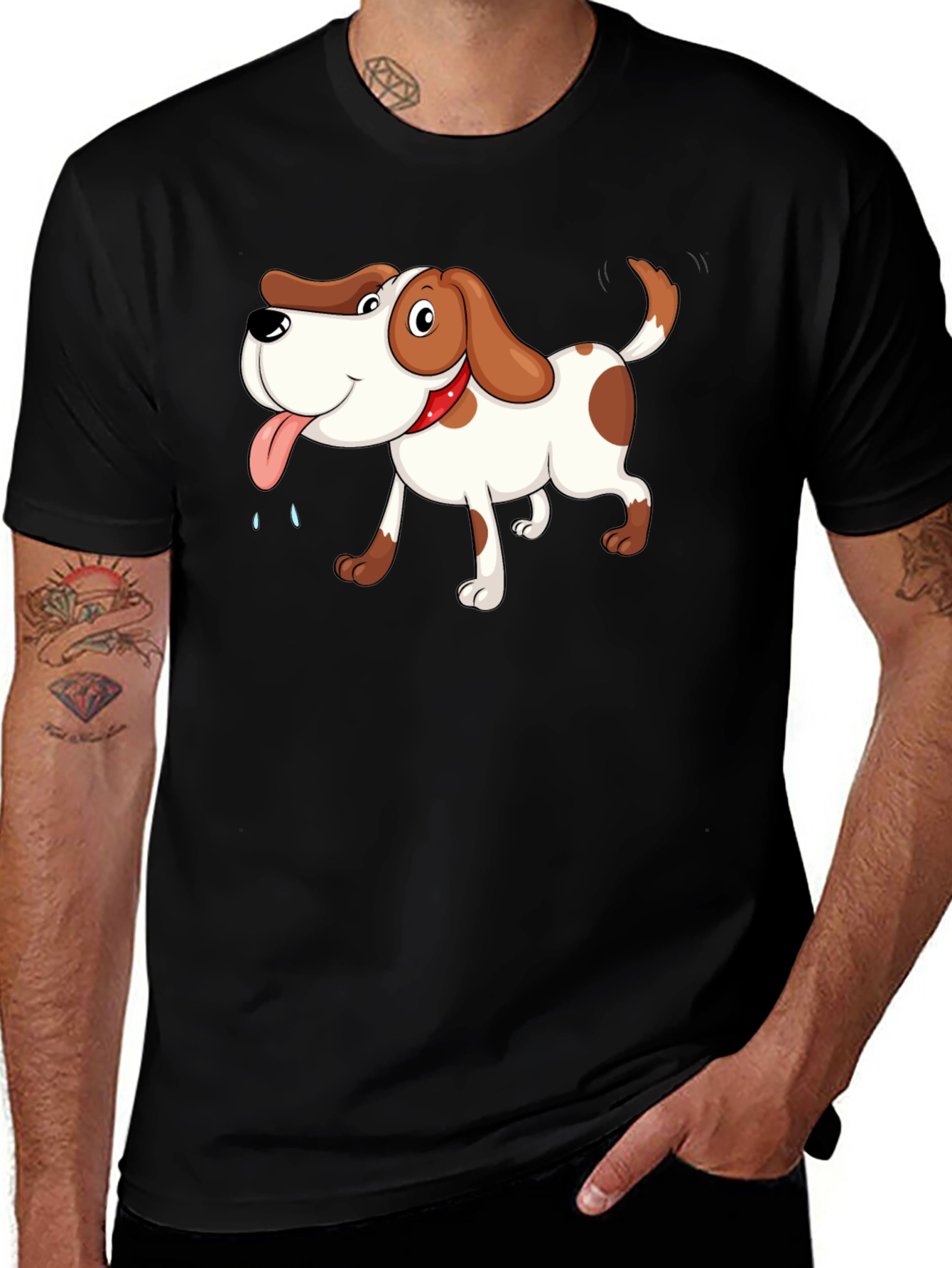 Variant 26 of Dog Cartoon Graphic Black T-Shirt