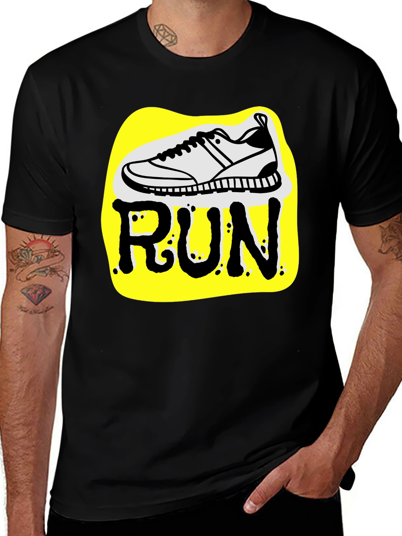Variant 11 of Run Shoe Graphic Tee - Black Cotton T-Shirt