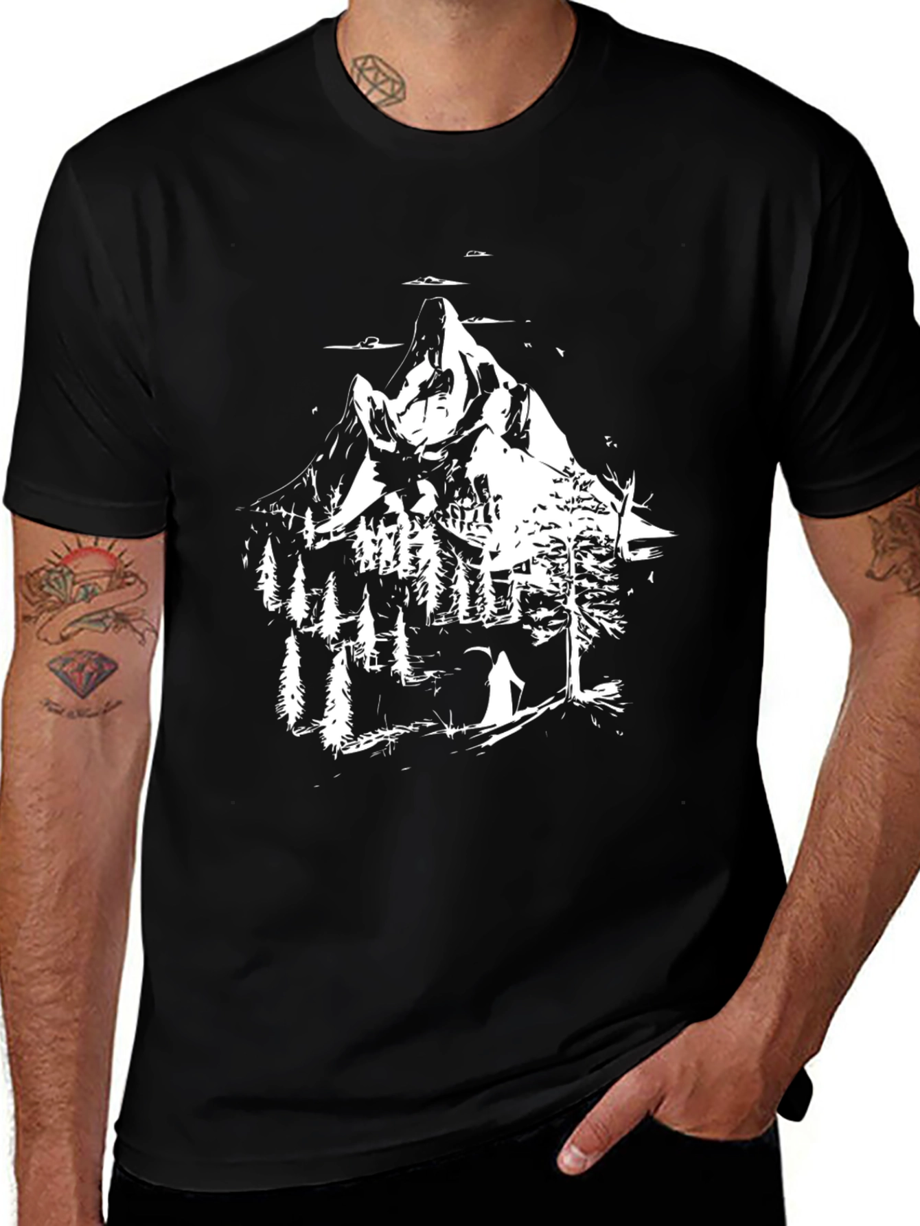 Variant 10 of Mountain Scene Black T-Shirt