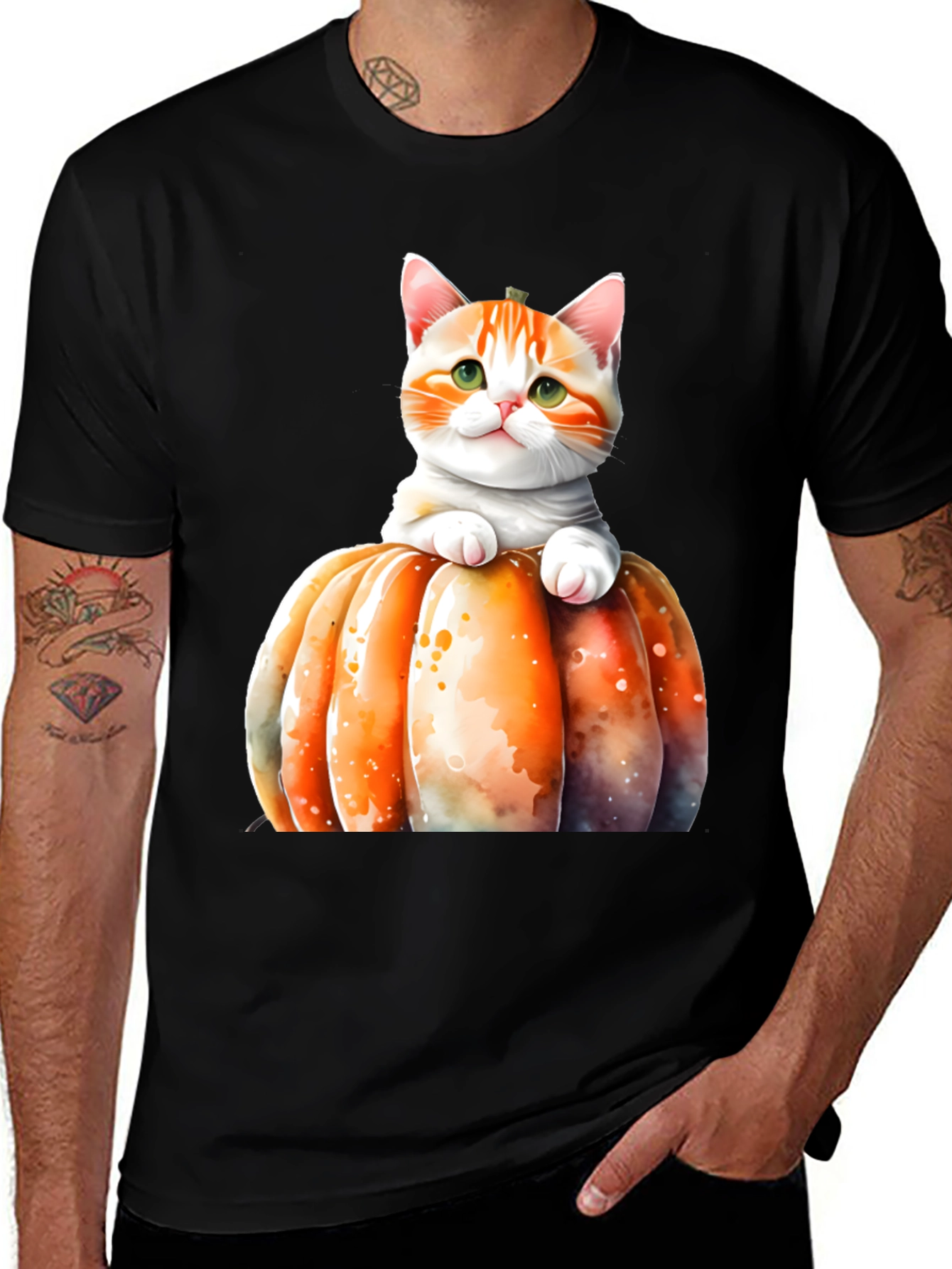 Variant 14 of Halloween Kitten Pumpkin Graphic Tee