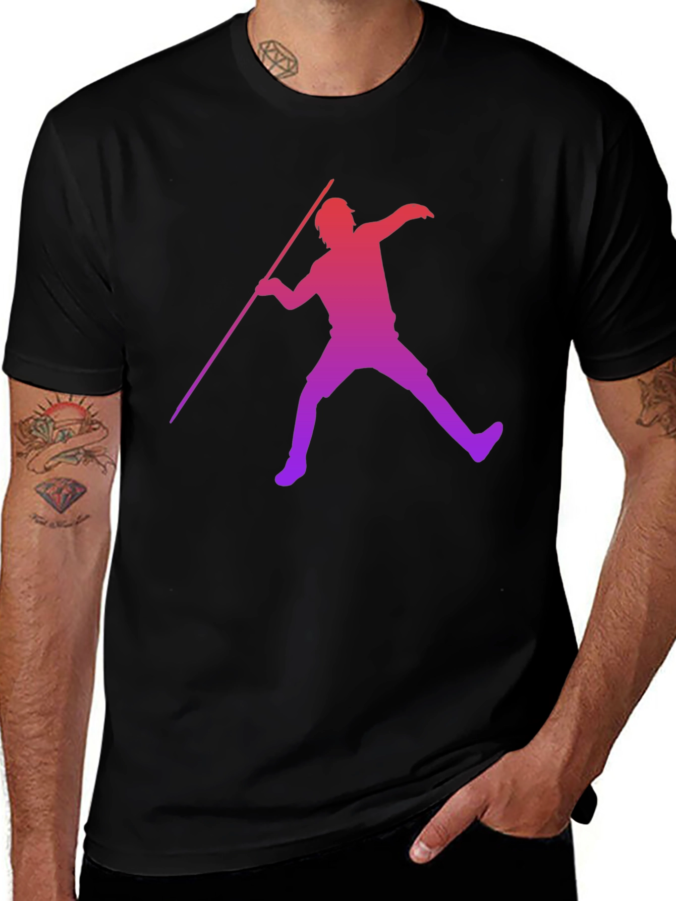 Variant 28 of Javelin Thrower Graphic T-Shirt - Black