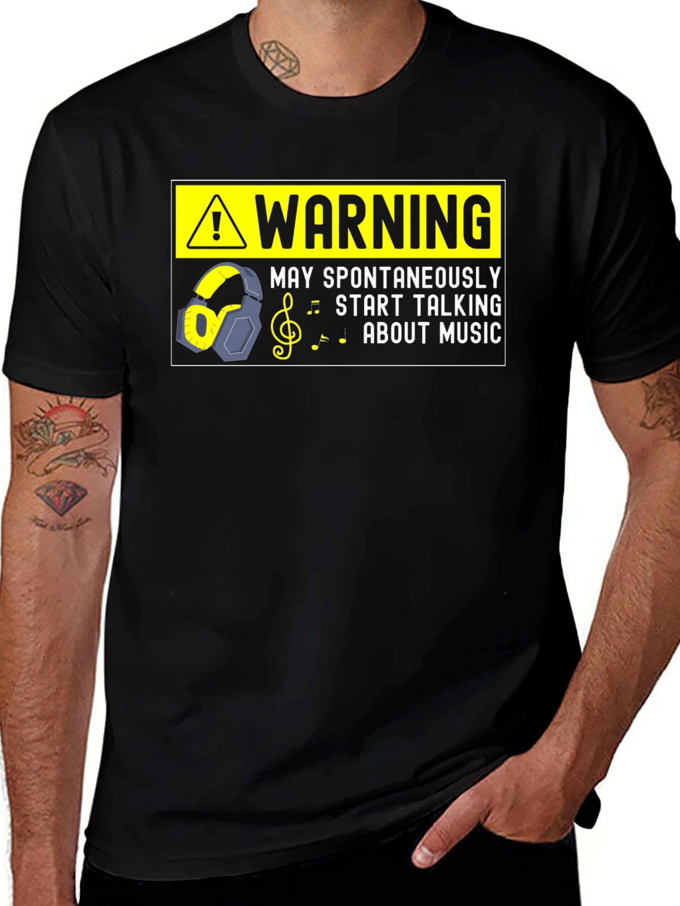 Variant 6 of Warning May Spontaneously Talk Music Black T-Shirt