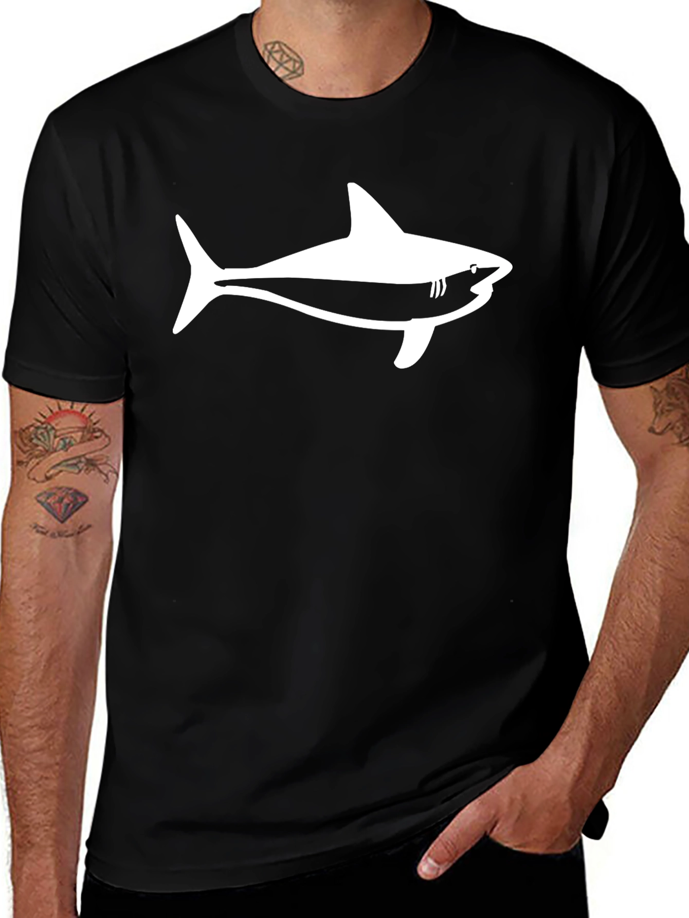 Variant 3 of Shark Graphic Tee - Black Cotton T-Shirt
