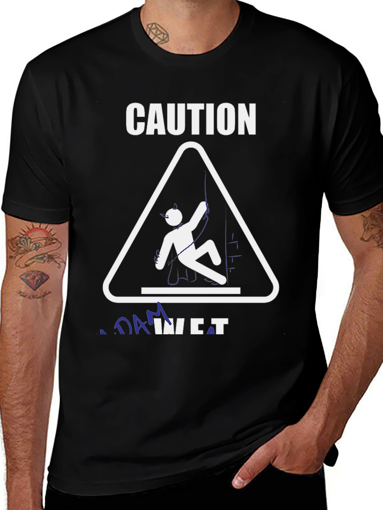 Variant 7 of Caution Rock Climbing Black Graphic T-Shirt