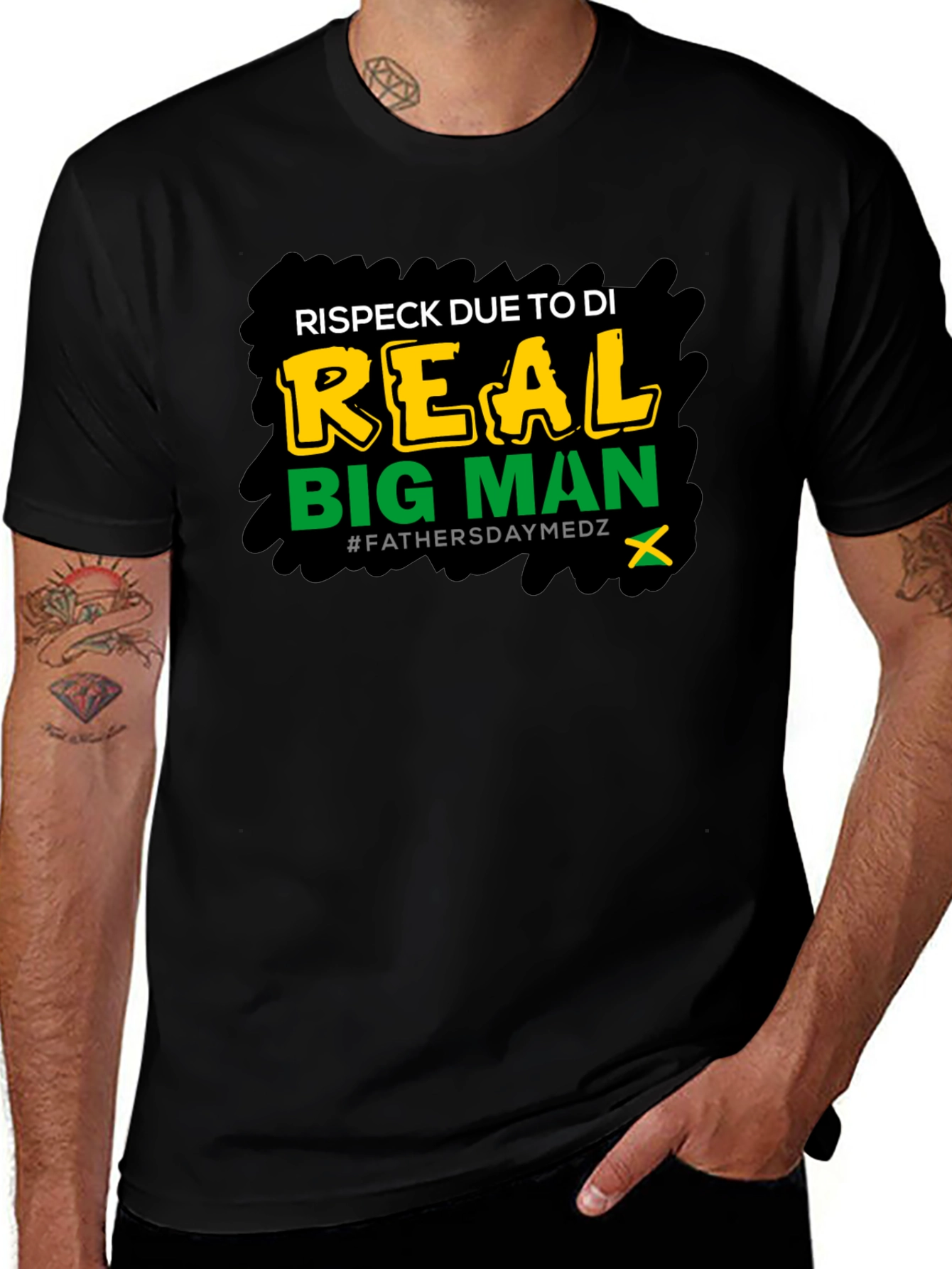 Variant 19 of Respect Due Big Man T-Shirt Fathers Day Medz Black