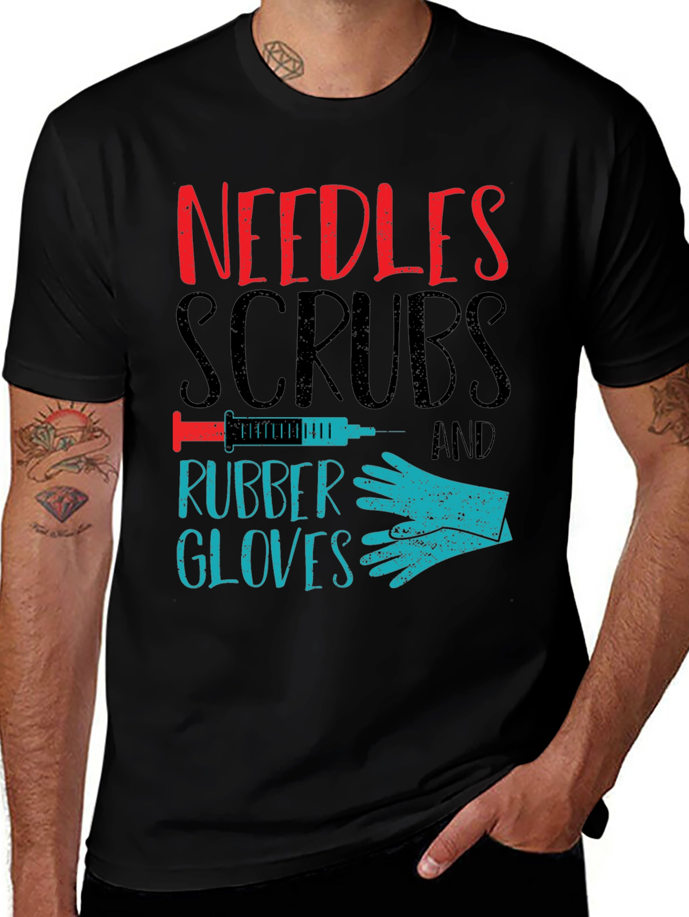 Needles, Scrubs & Rubber Gloves Graphic T-Shirt