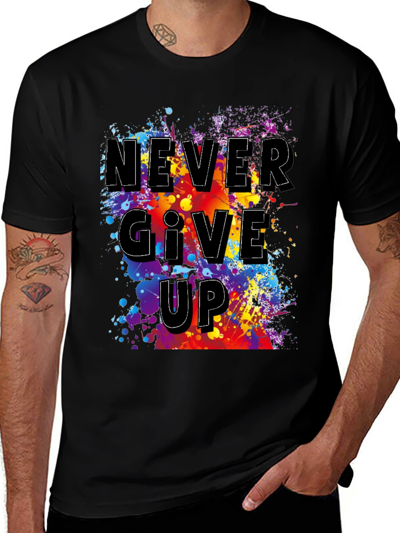 Variant 28 of Never Give Up Graphic T-Shirt - Inspirational Men's Tee