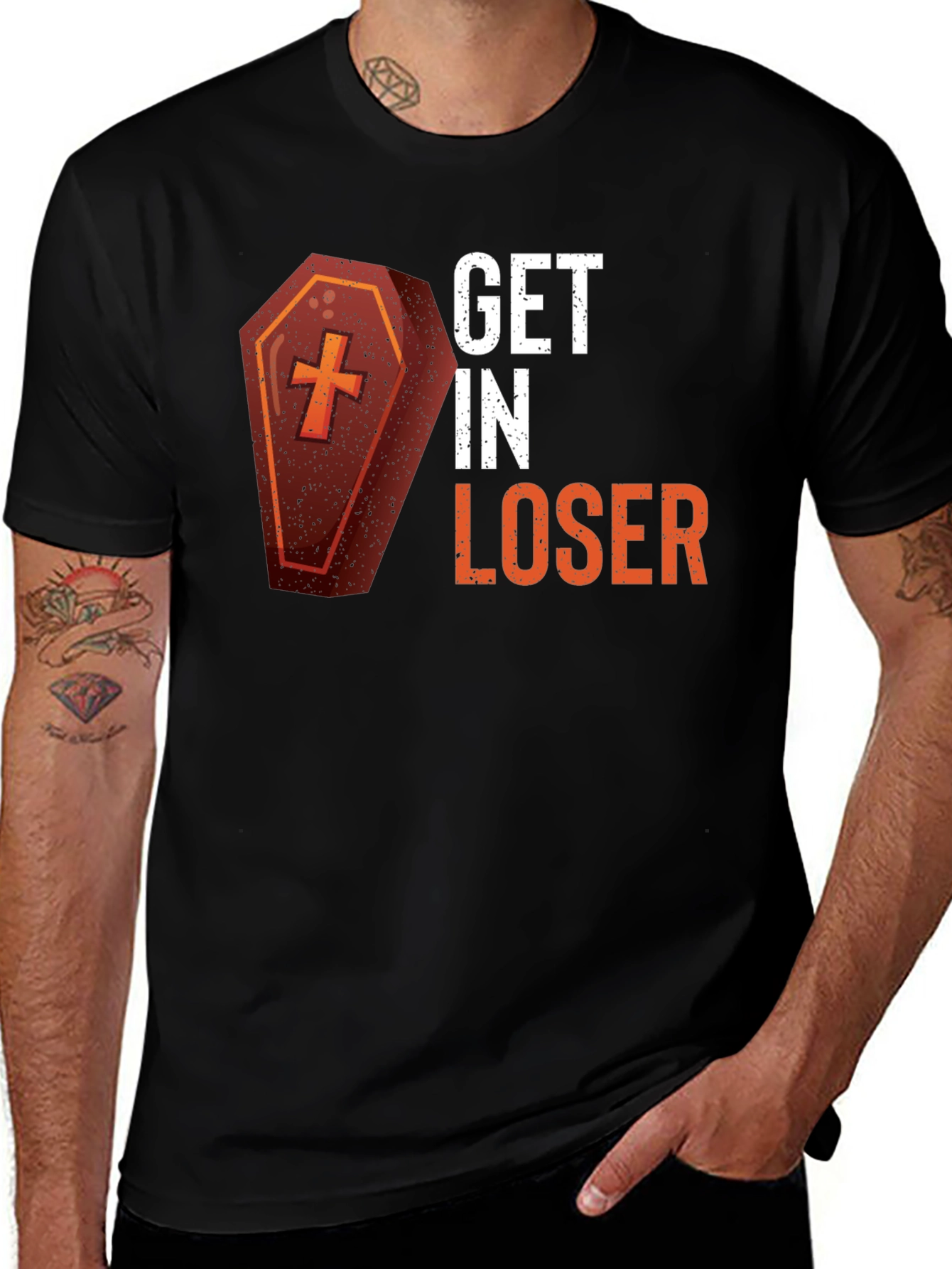 Get In Loser Coffin T-Shirt - Halloween Humor Tee