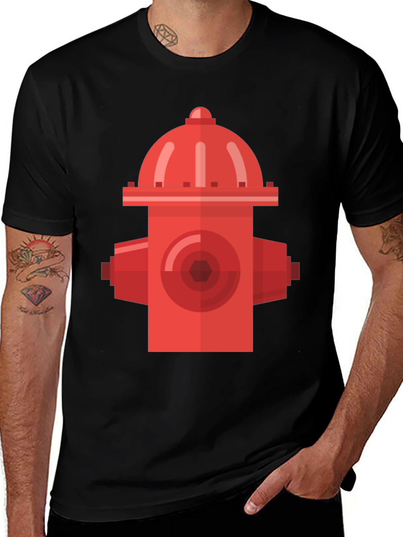 Black Retro Fire Hydrant Black T-Shirt - Urban Style main image