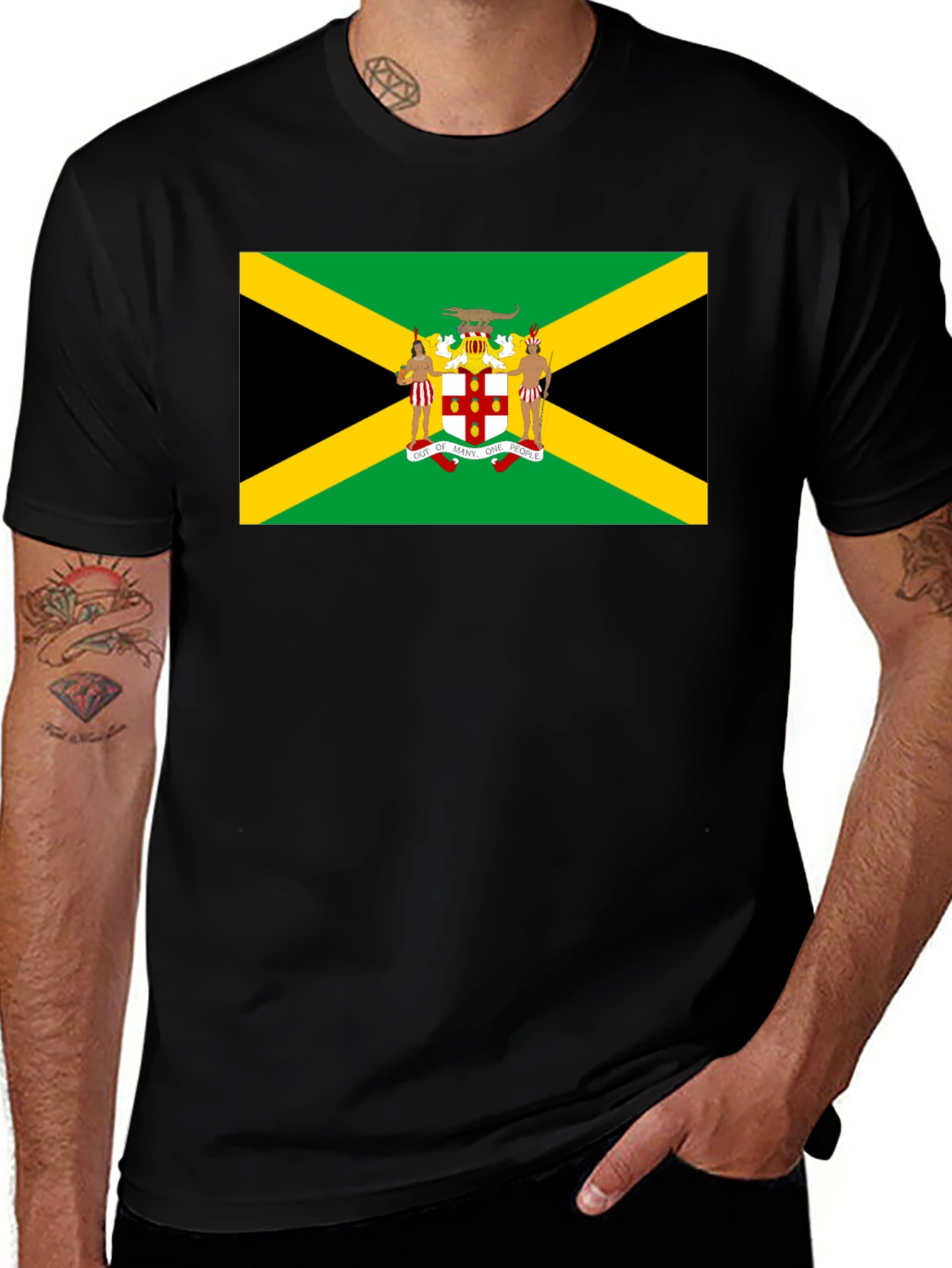 Variant 18 of Jamaican Flag Graphic T-Shirt - Black