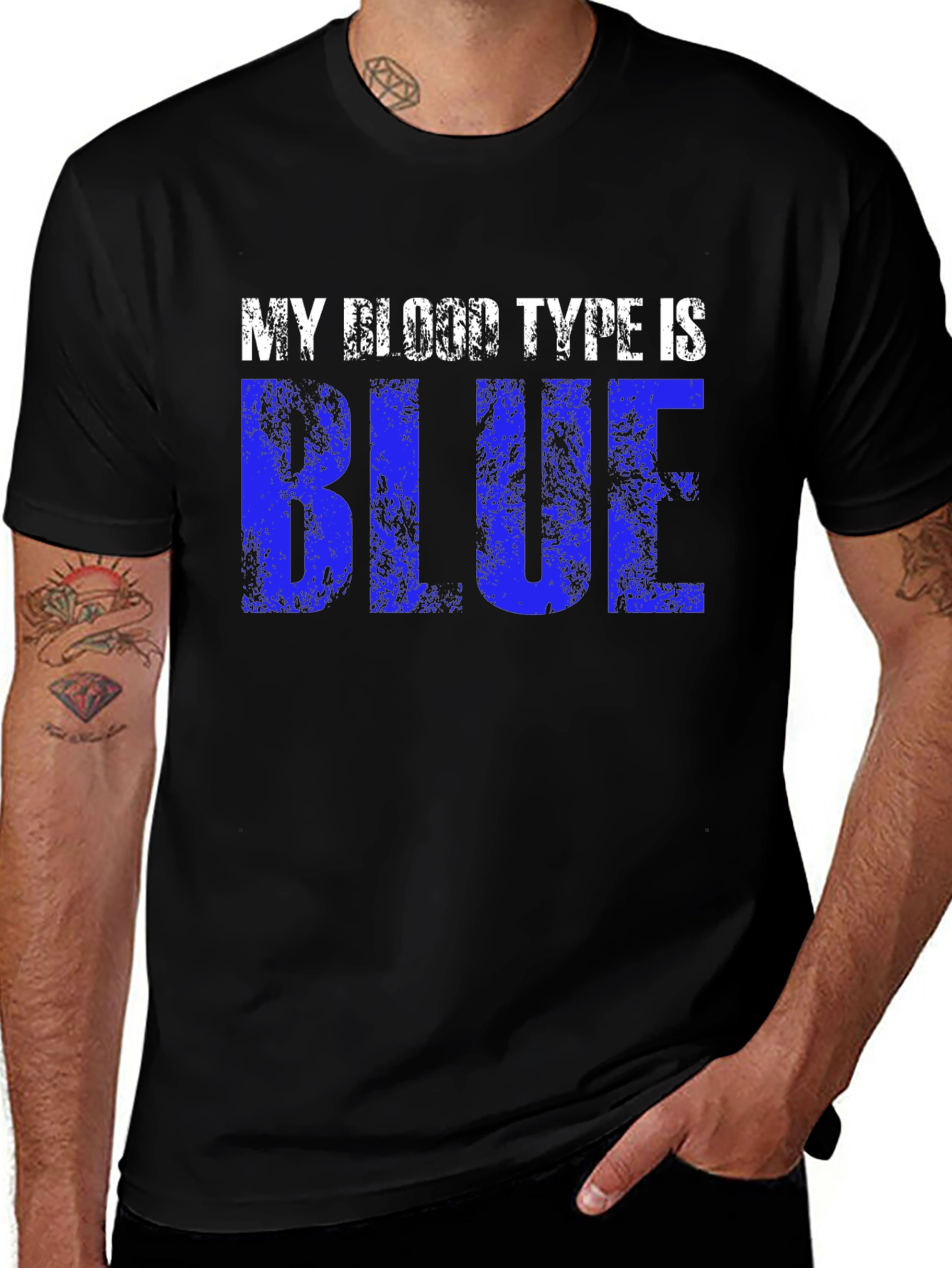 Variant 25 of My Blood Type is Blue T-Shirt - Law Enforcement Support Tee
