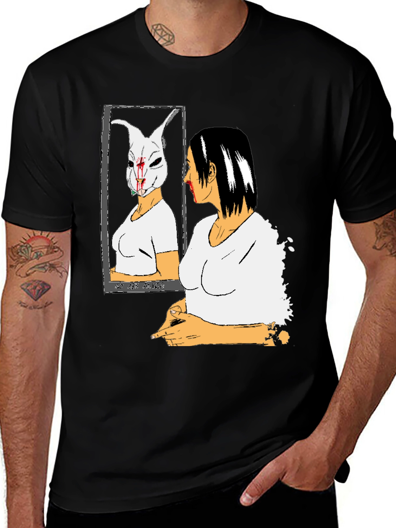 Variant 7 of Creepy Bunny Mask Graphic Tee