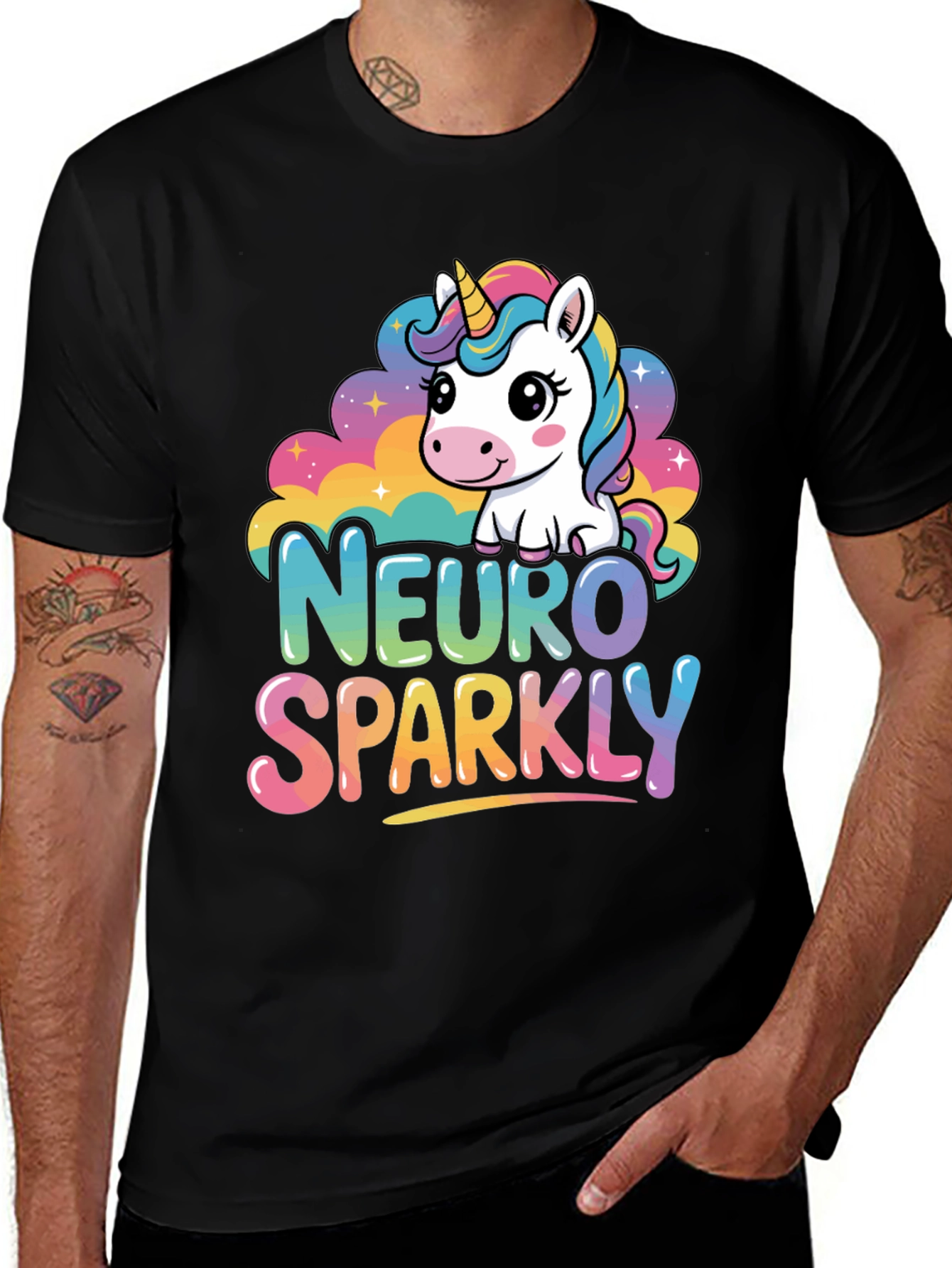 Variant 21 of Neuro Sparkly Unicorn Graphic T-Shirt