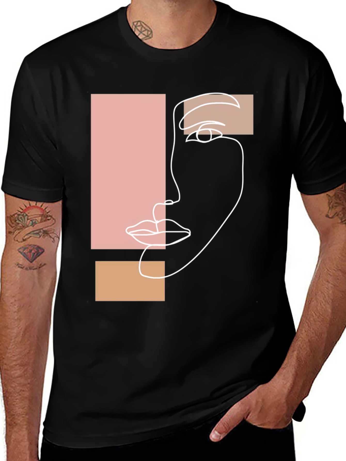 Variant 27 of Abstract Face Graphic Black T-Shirt