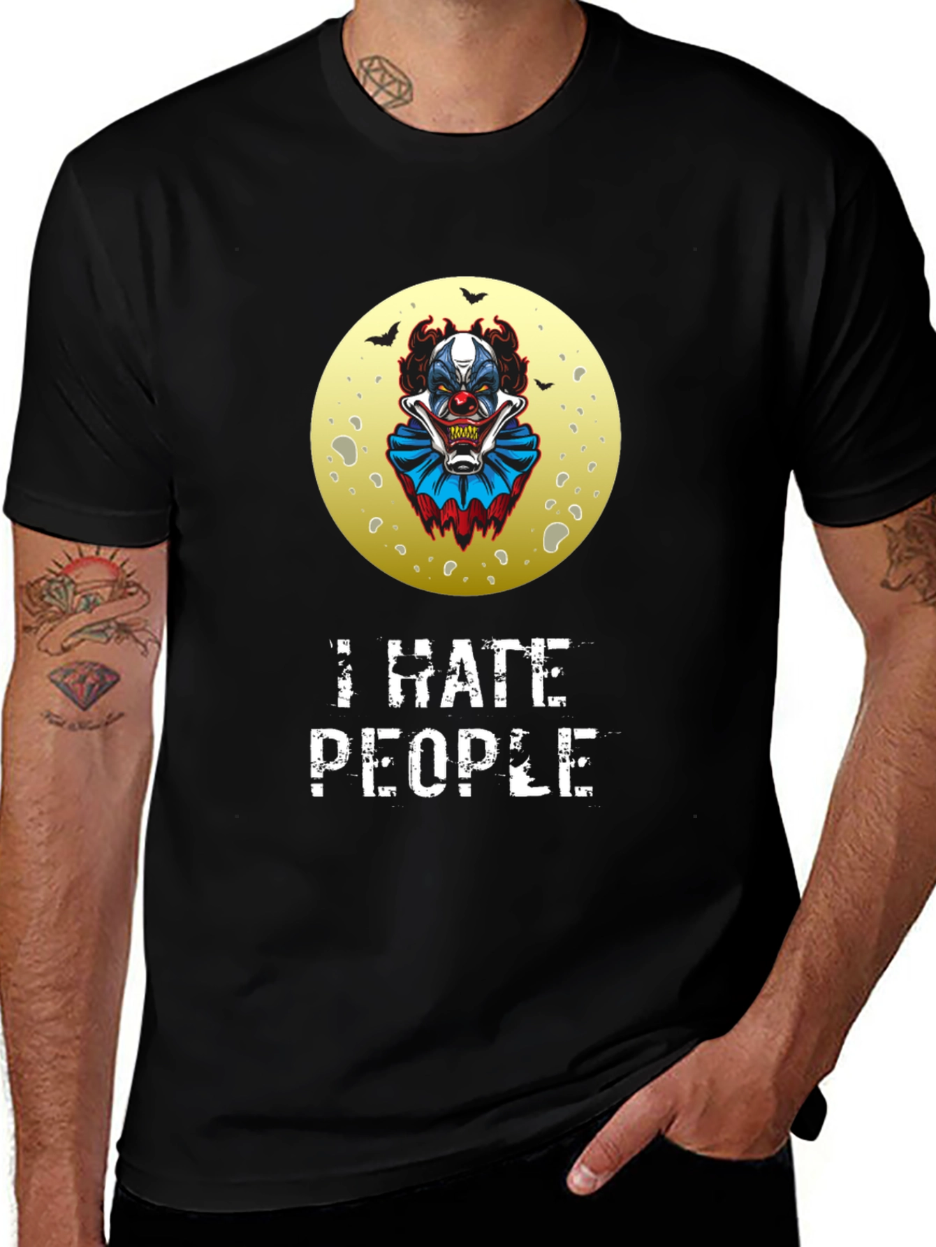 Variant 22 of I Hate People Clown Graphic Tee - Black