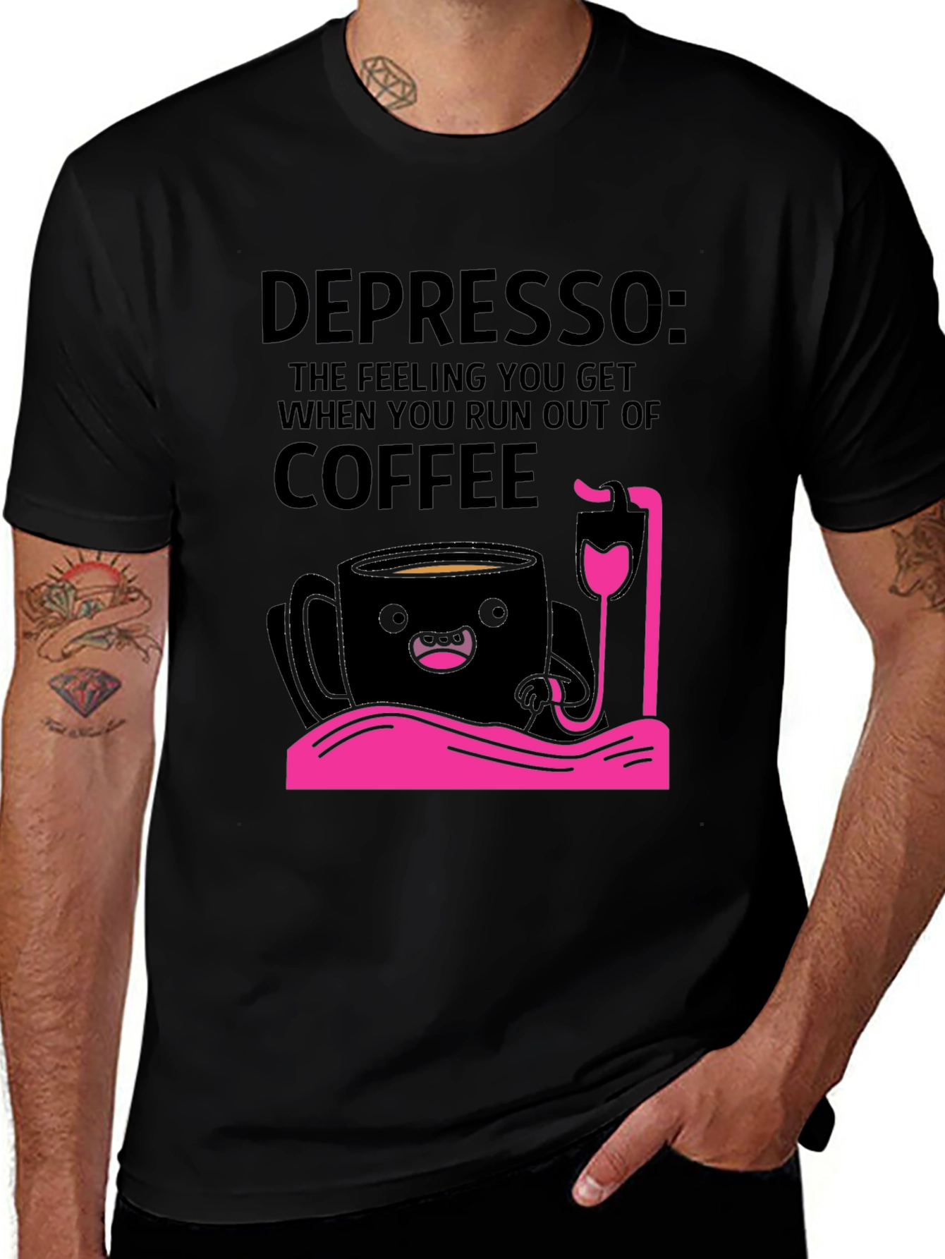 Variant 17 of Depresso Coffee Lover Graphic T-Shirt - Black