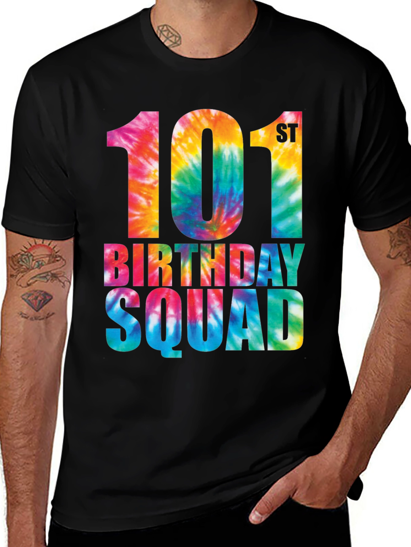 101st Birthday Squad Tie Dye Graphic T-Shirt