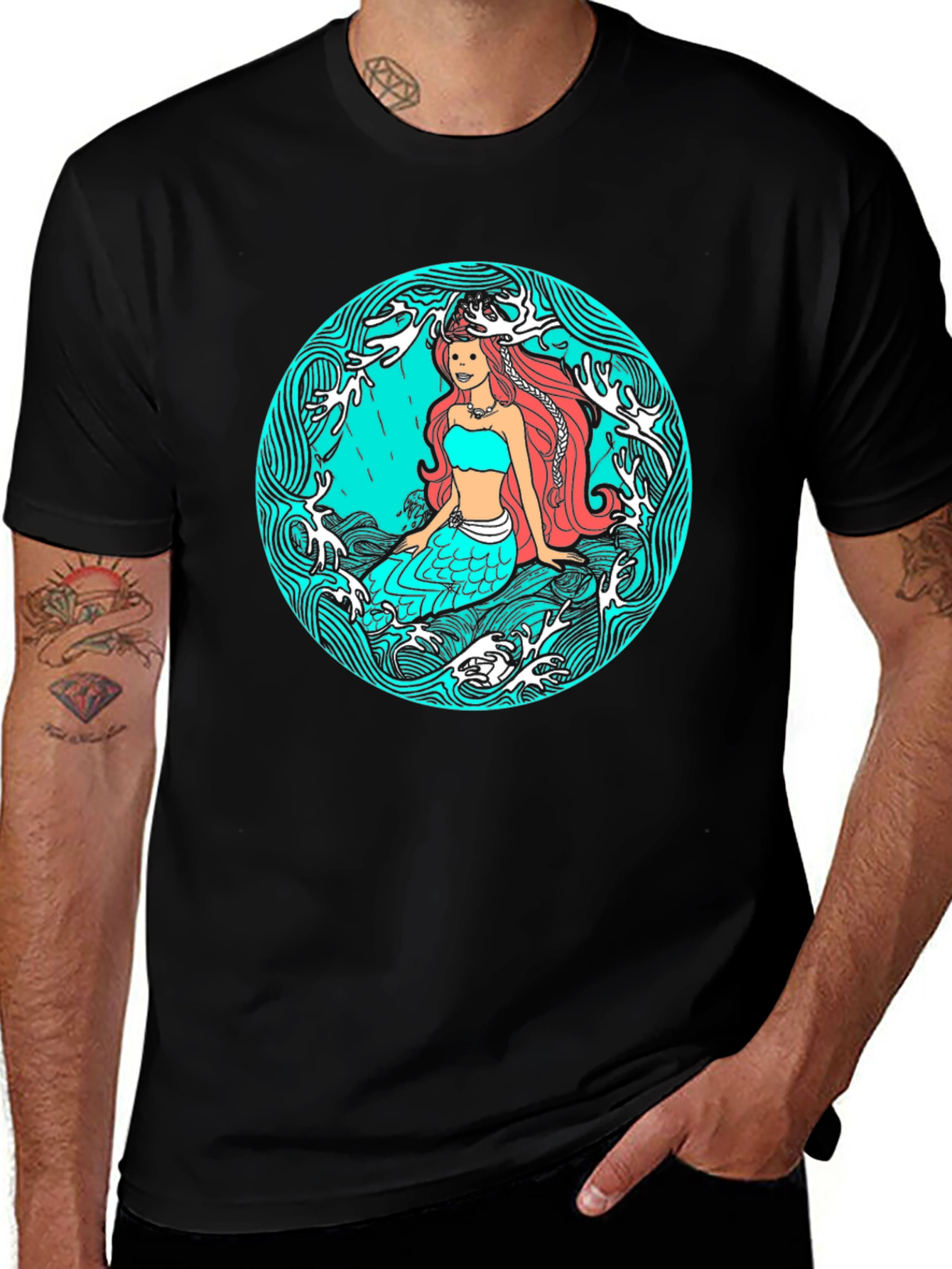 Variant 14 of Mermaid Graphic Tee - Artistic Ocean Design