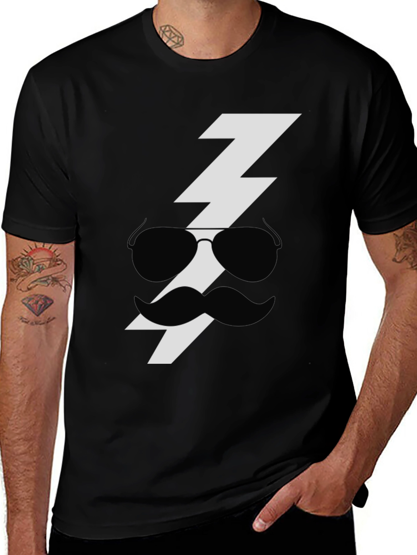 Variant 15 of Stylish Lightning Bolt Graphic Black T-Shirt