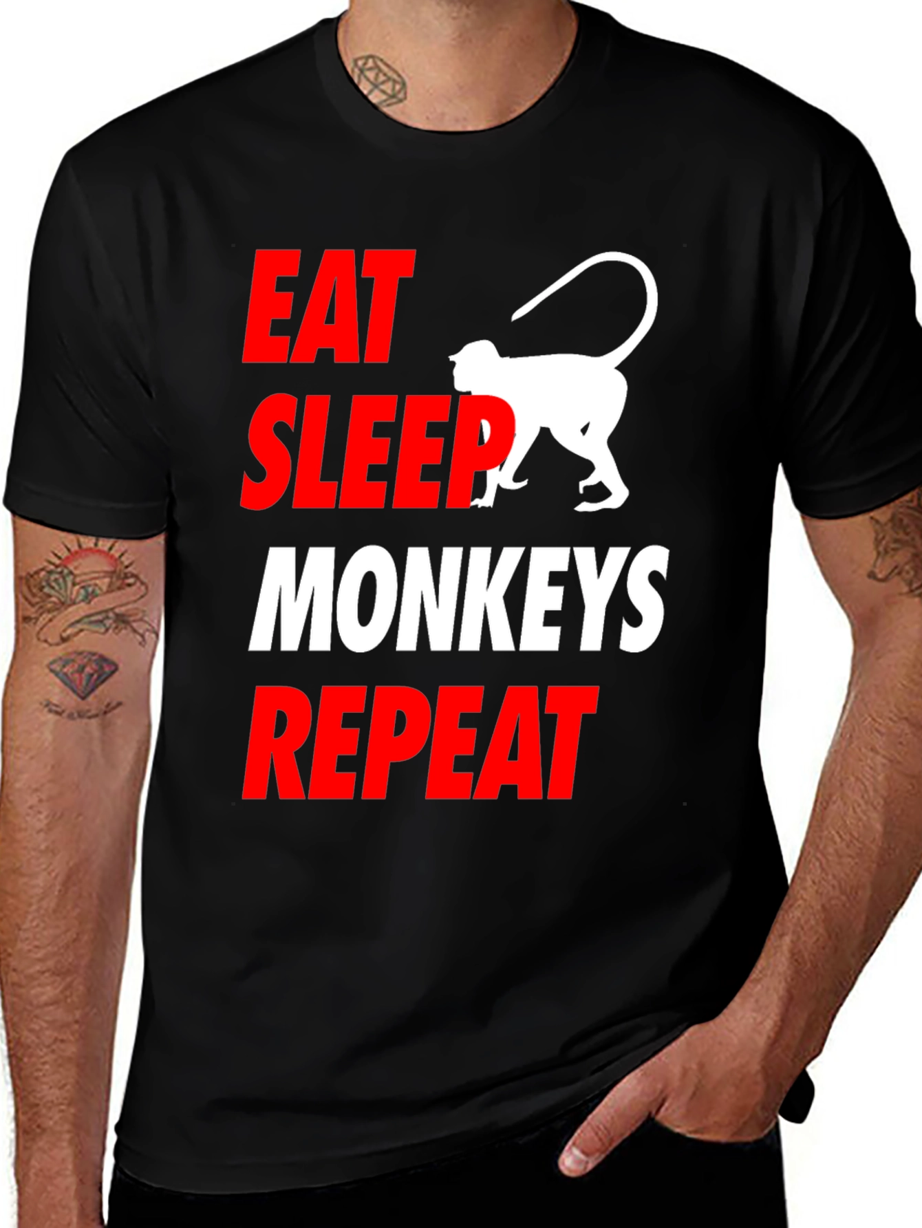Variant 18 of Eat Sleep Monkeys Repeat Funny T-Shirt