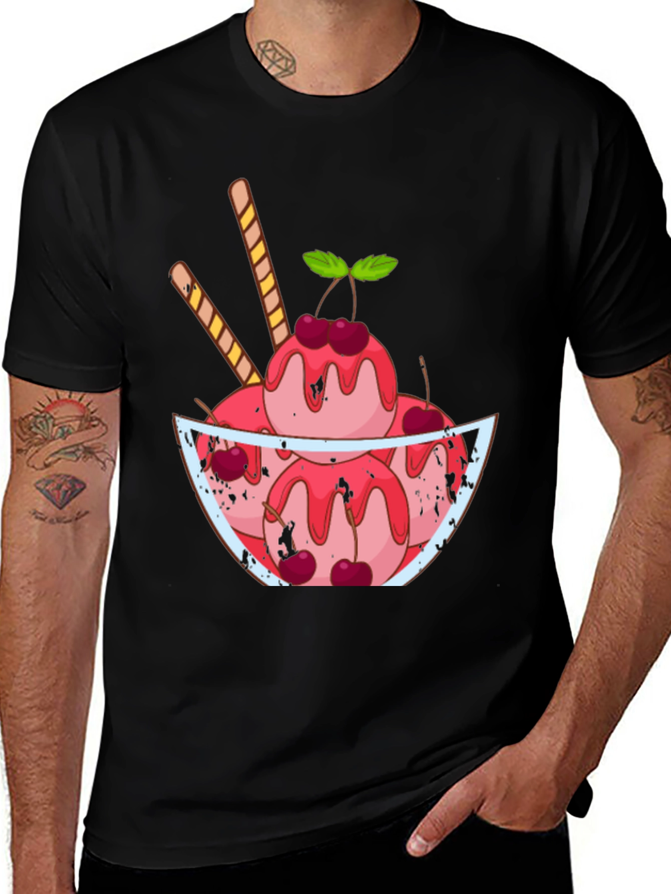 Ice Cream Sundae Graphic Tee - Fun Dessert T-Shirt